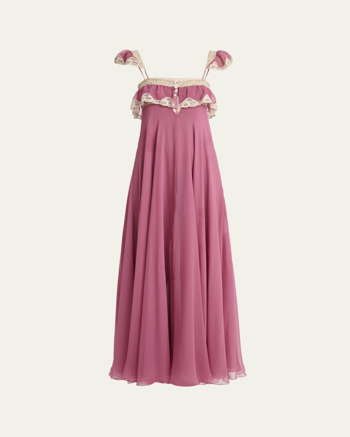 Chloe Flou Lace-Trim Maxi Dress