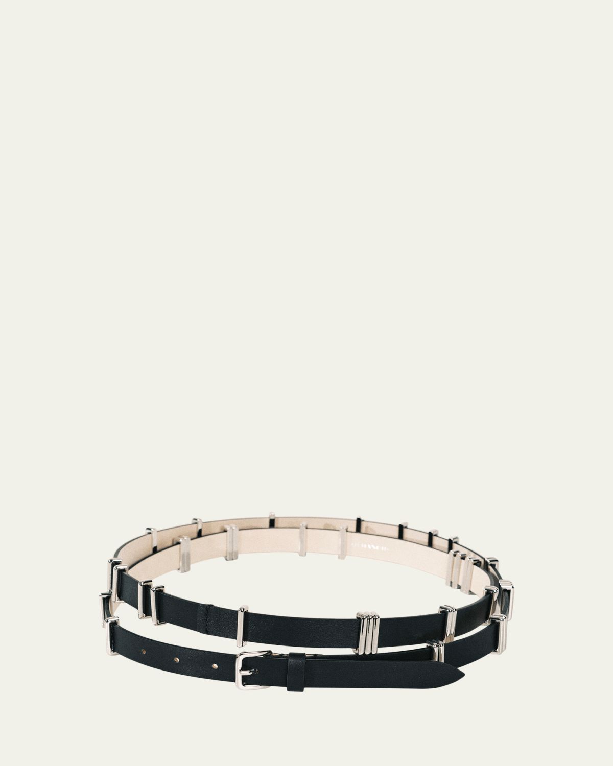 Dehanche Richa Silvertone Leather Belt