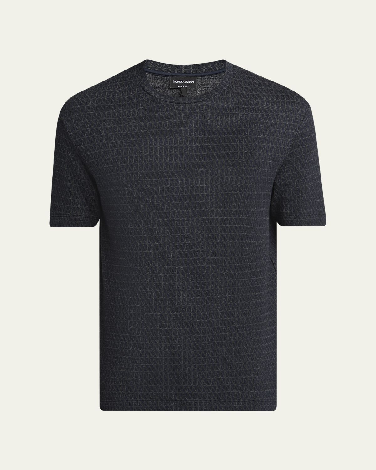 Giorgio Armani Men's Viscose Geometric Textured Crewneck T-Shirt