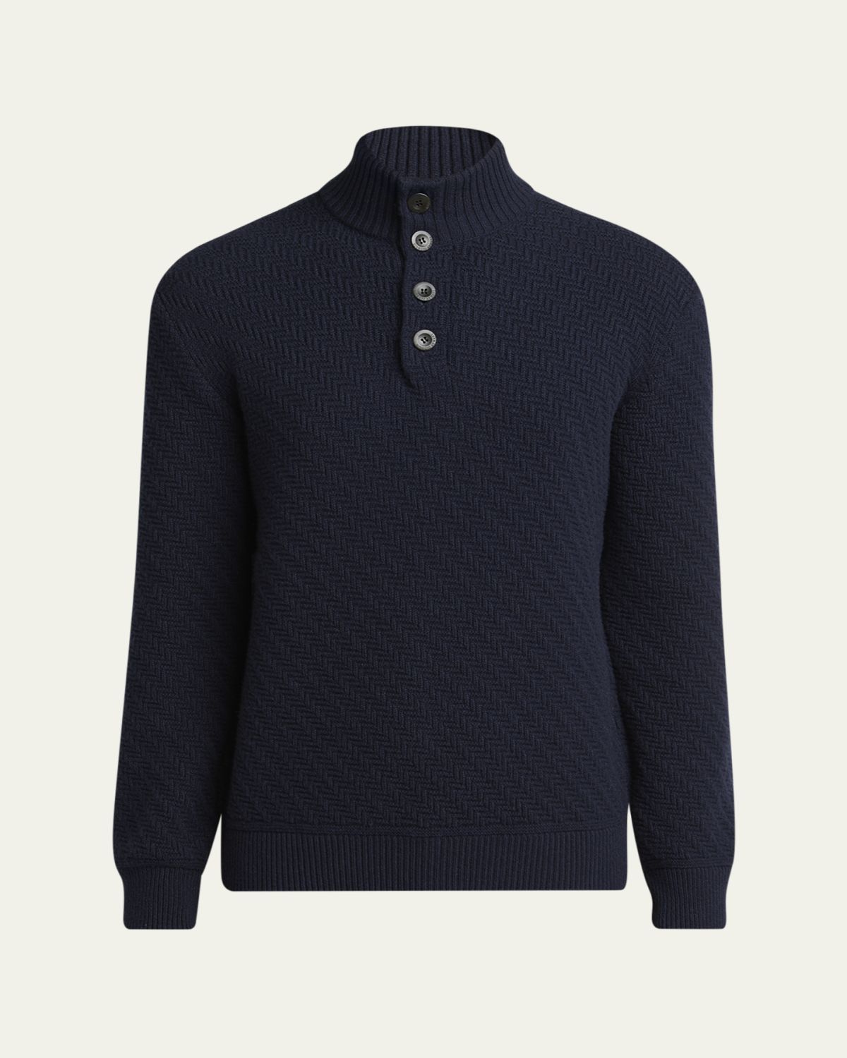 Giorgio Armani Men's Chevron Cashmere Half-Placket Sweater