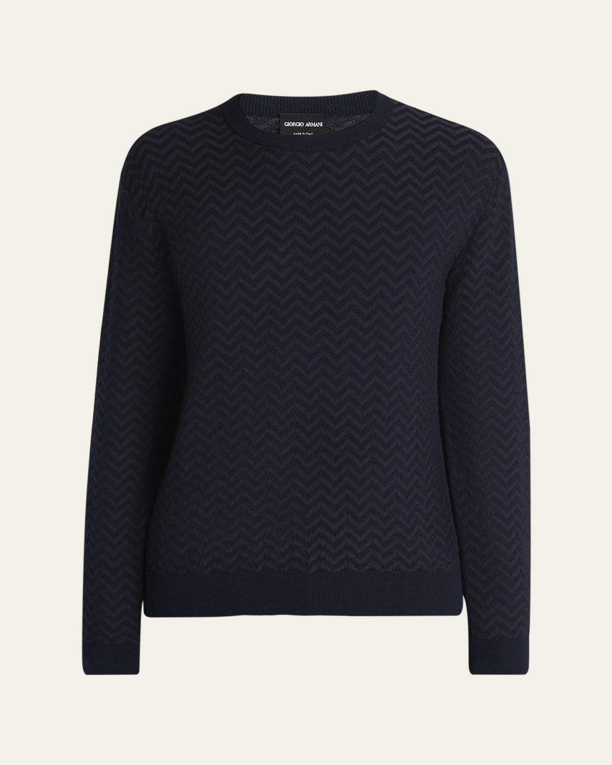 Giorgio Armani Men's Bicolor Chevron Crewneck Sweater