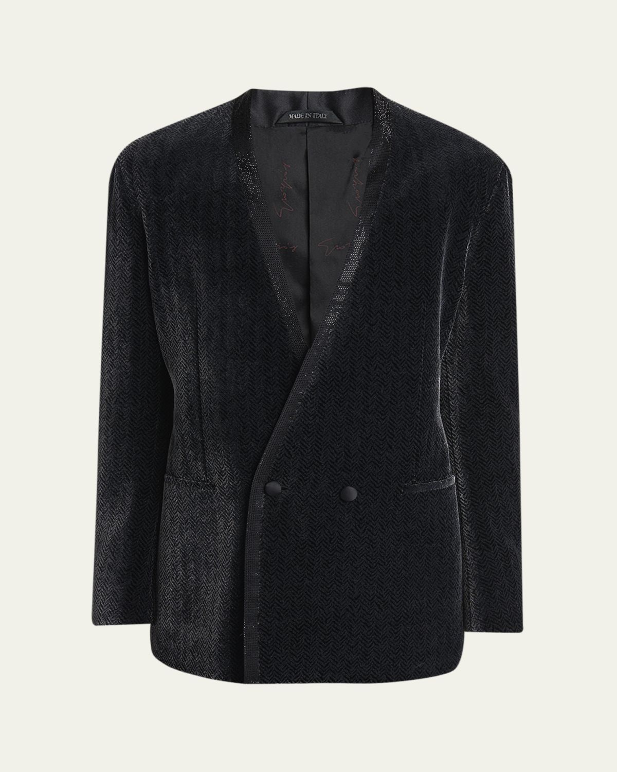 Giorgio Armani Men's Rhinestone-Trim Velvet Double-Breasted Dinner Jacket