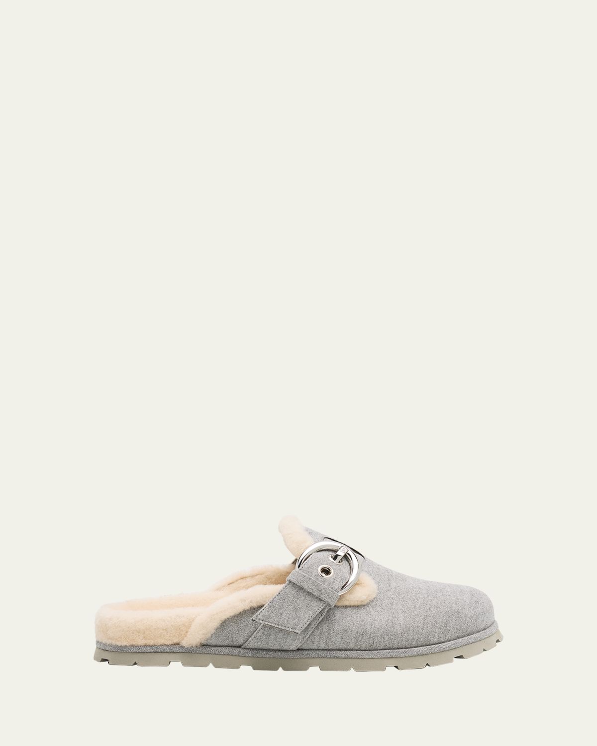 Stuart Weitzman Chrystie Shearling-Lined Flannel Mules
