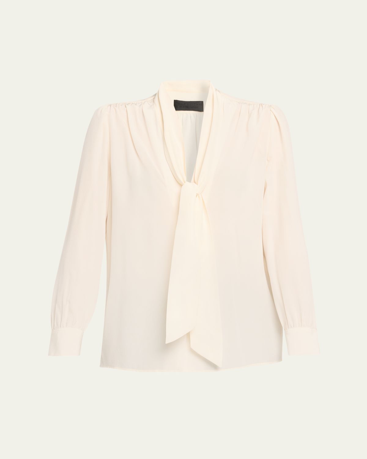 Nili Lotan Colt Neck-Scarf Silk Blouse