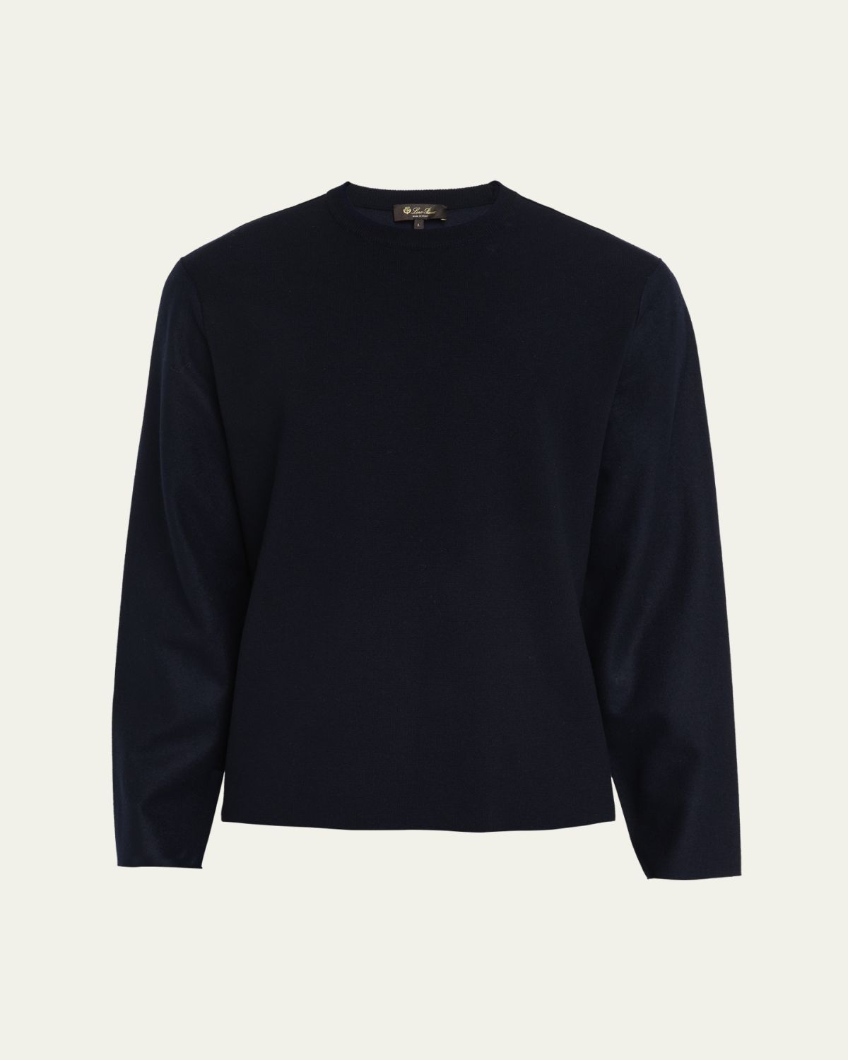 Loro Piana Men's Breia Cashmere and Wool Raw-Edge Crewneck weater