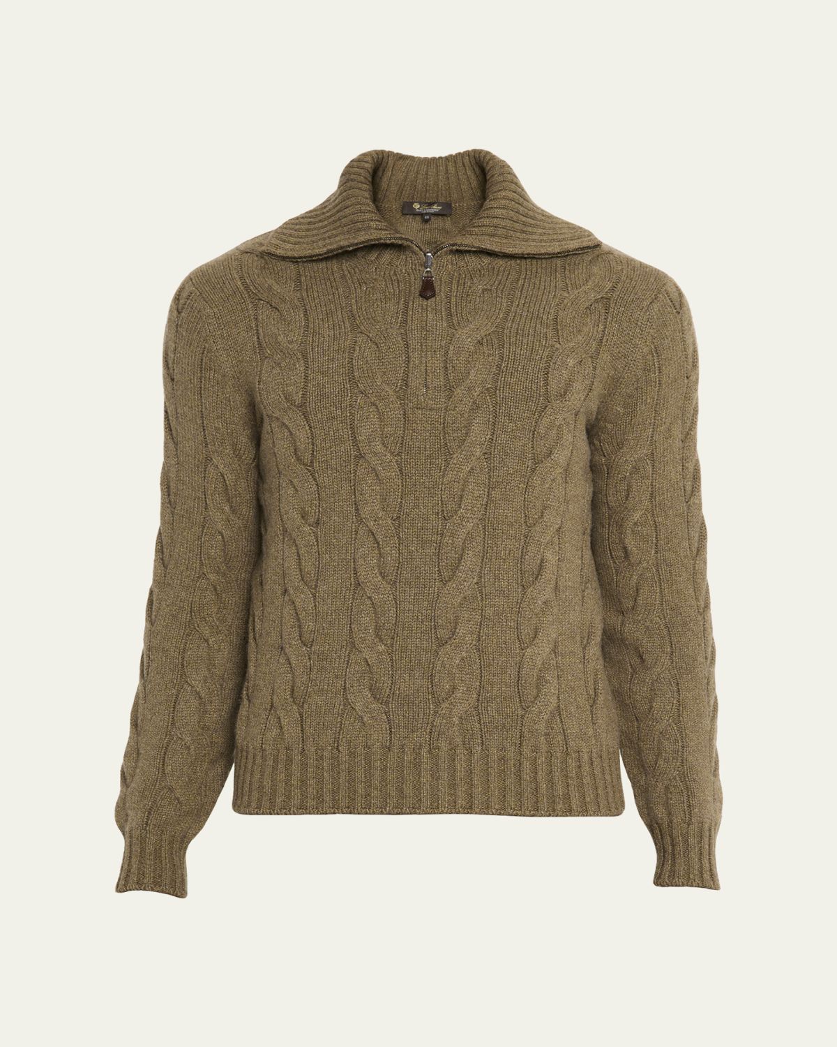 Loro Piana Men's Napier Baby Cashmere Cable Knit Half-Zip Sweater