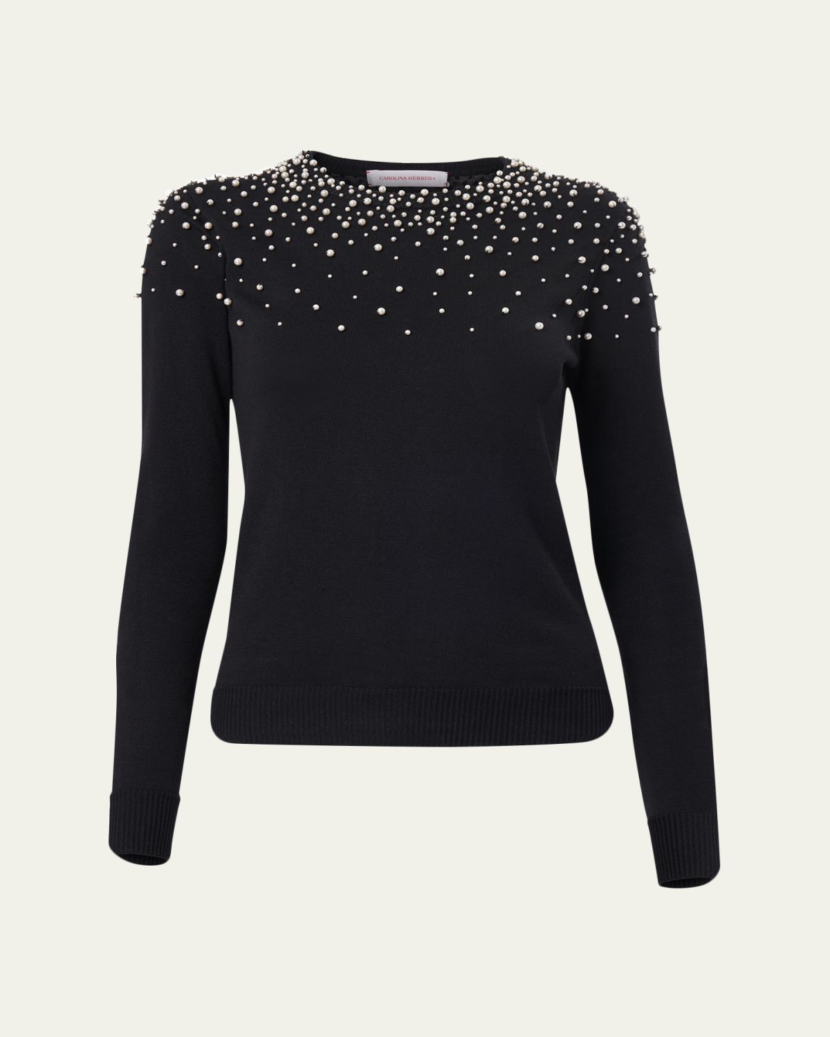 Carolina Herrera Pearly Collar Silk-Cotton Sweater