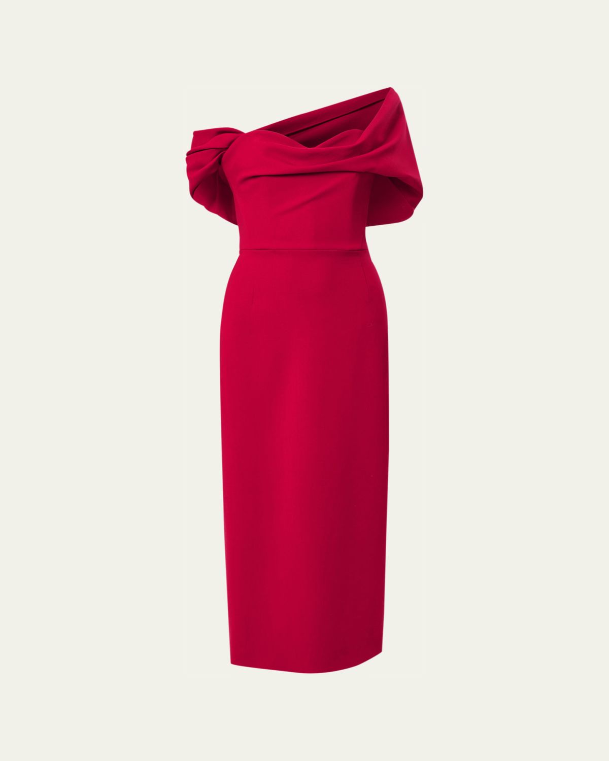 Carolina Herrera Draped Off-The-Shoulder Midi Dress