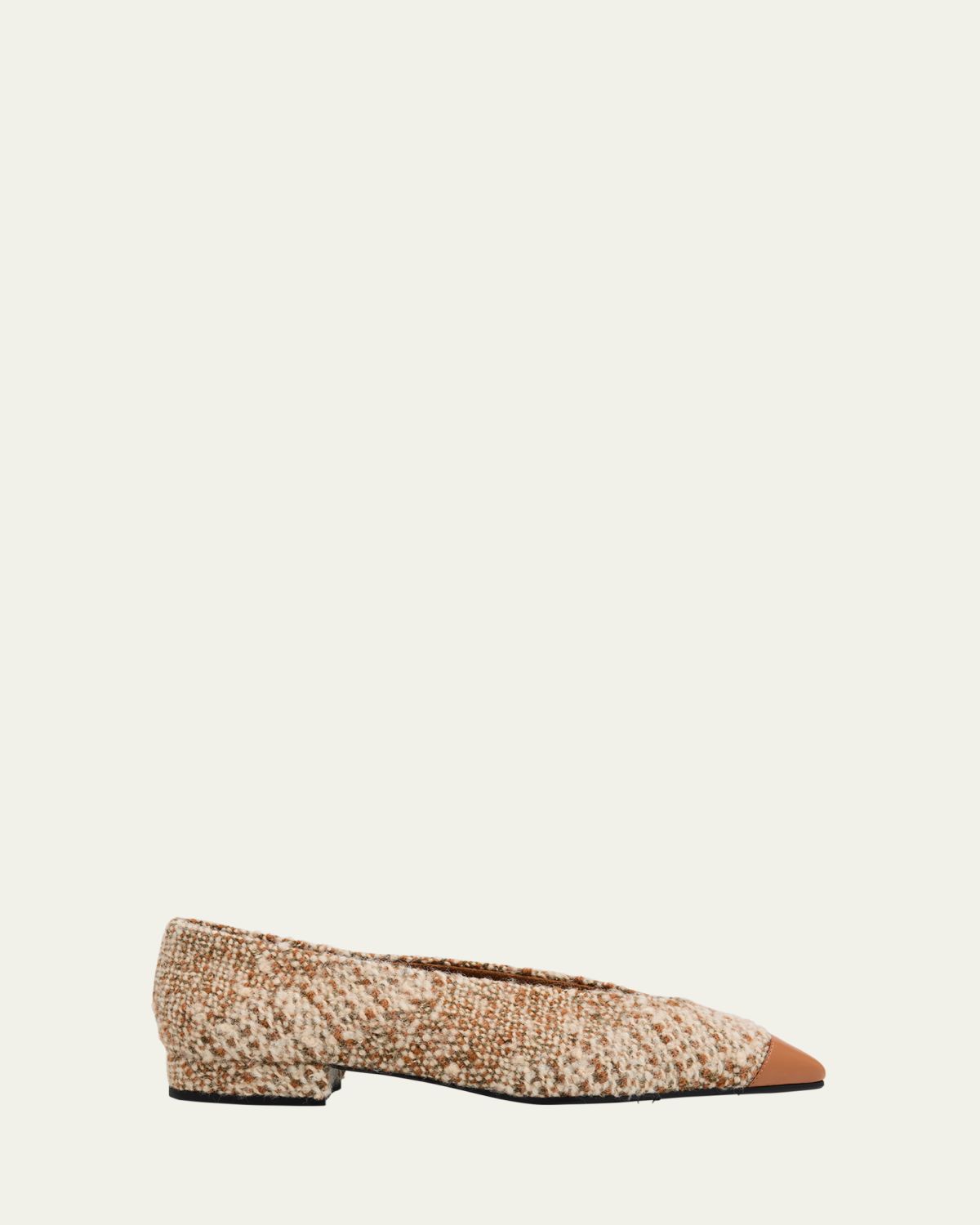 Loro Piana Rebecca Tweed Cap-Toe Ballerina Flats