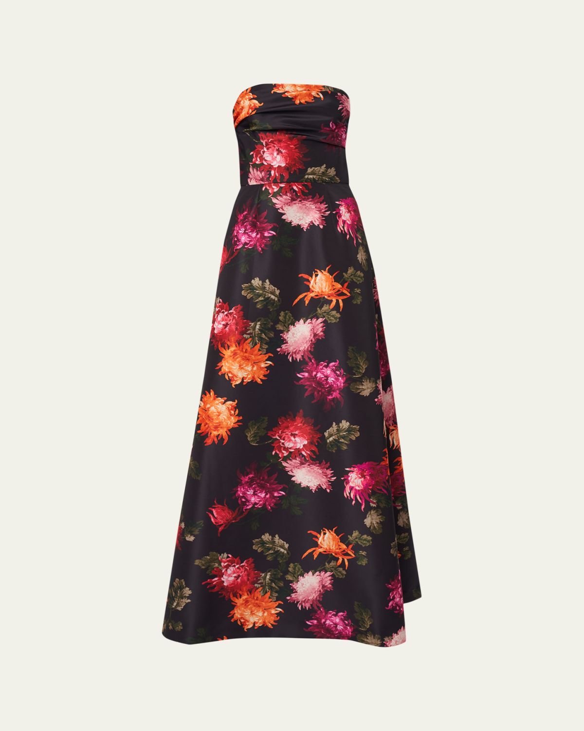 Carolina Herrera Floral-Print Strapless A-Line Gown