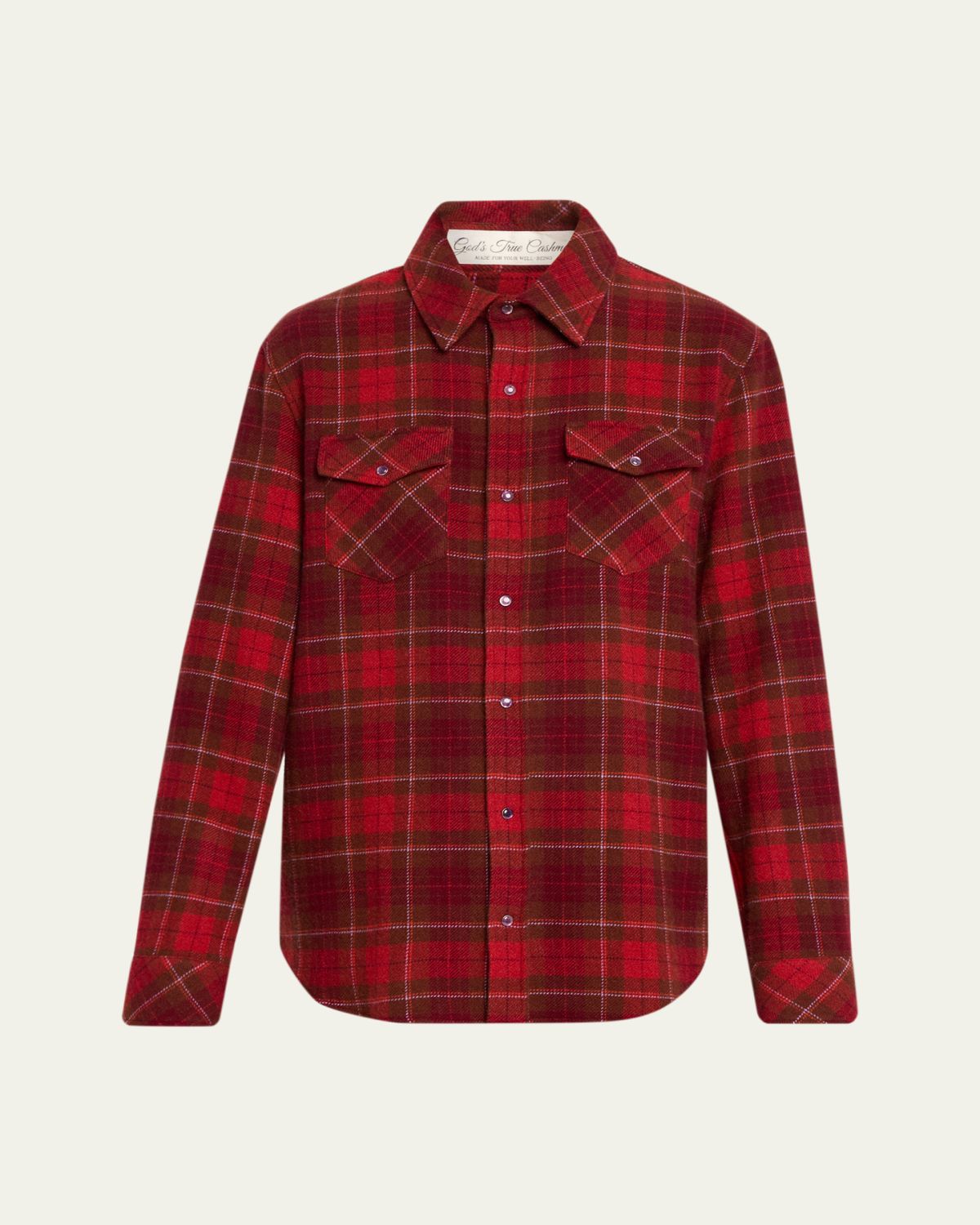 God 's True Cashmere Love Tartan Cashmere Flannel Shirt