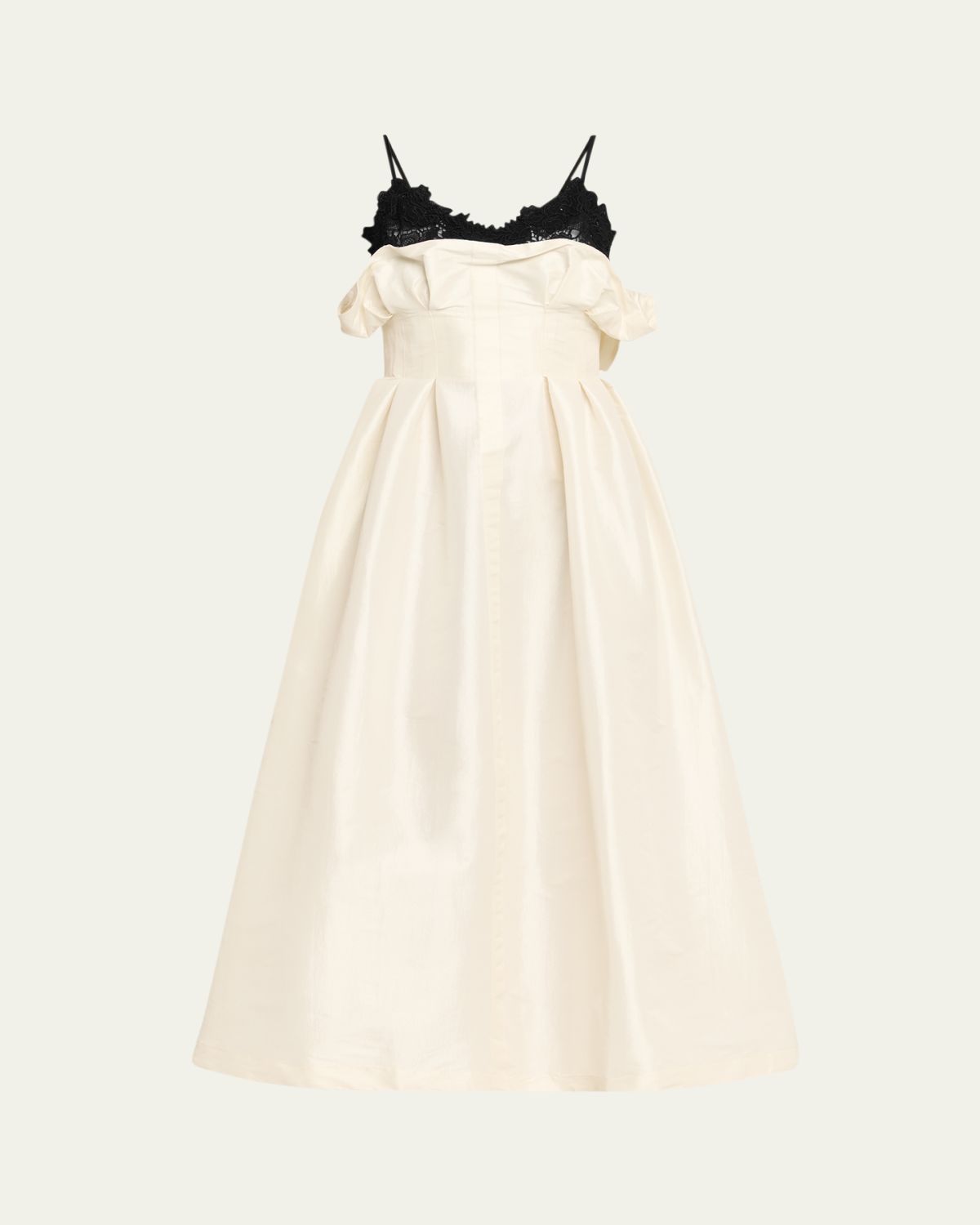 Kika Vargas Theresa Taffeta Lace Midi Cocktail Dress