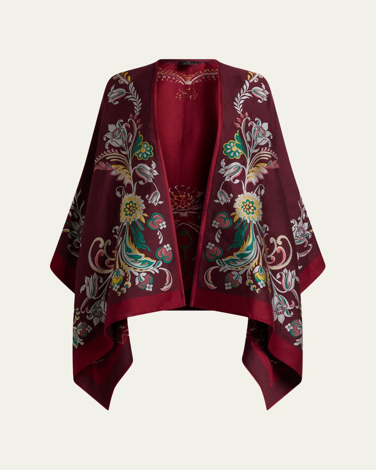 Etro Floral Jacquard Wool-Blend Cape