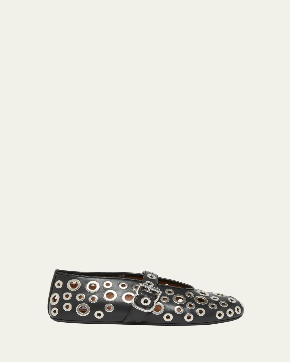 ALAIA Grommet Leather Ballet Flats