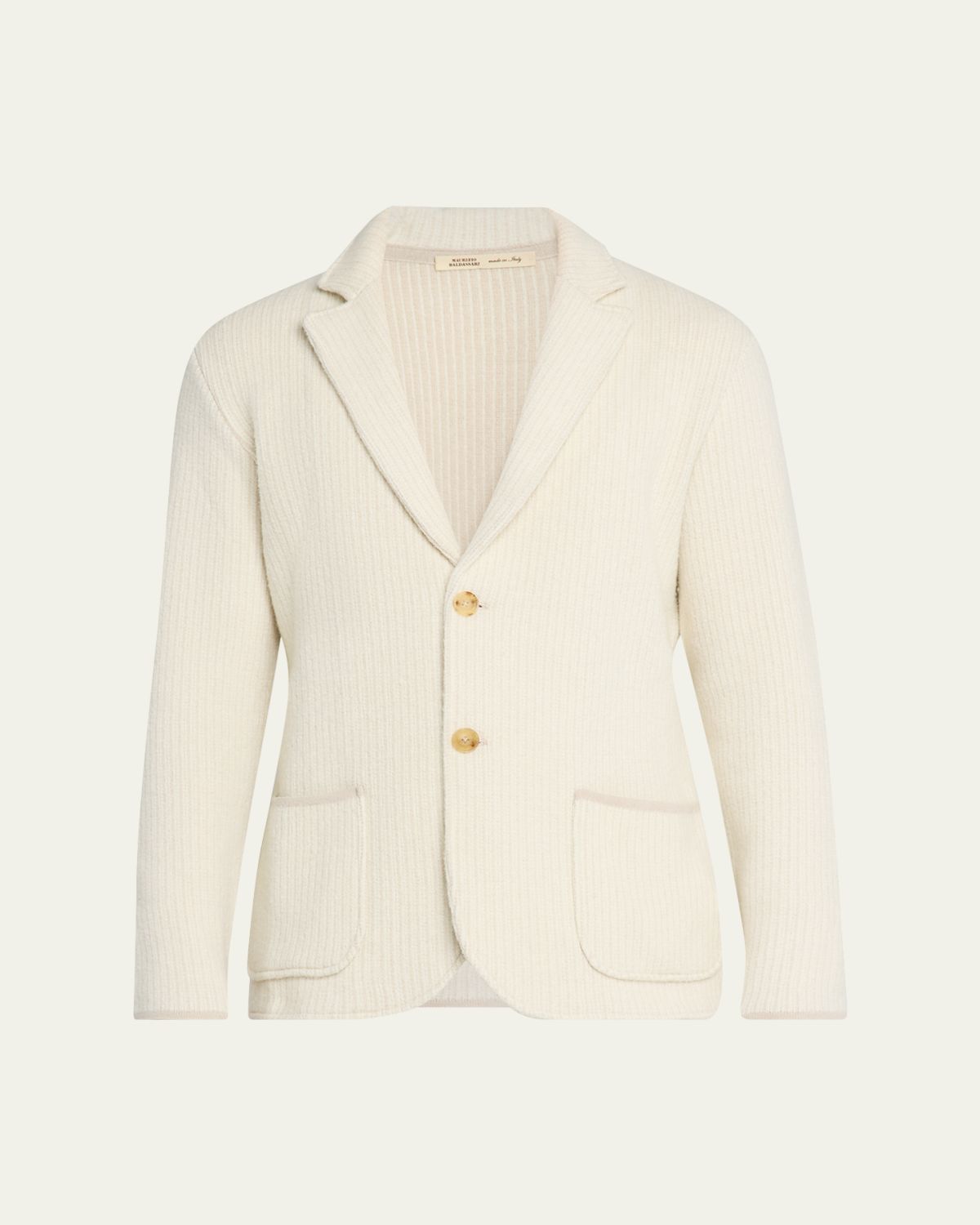 Maurizio Baldassari Men's Wool-Blend Rib Contrast-Trim Cardigan