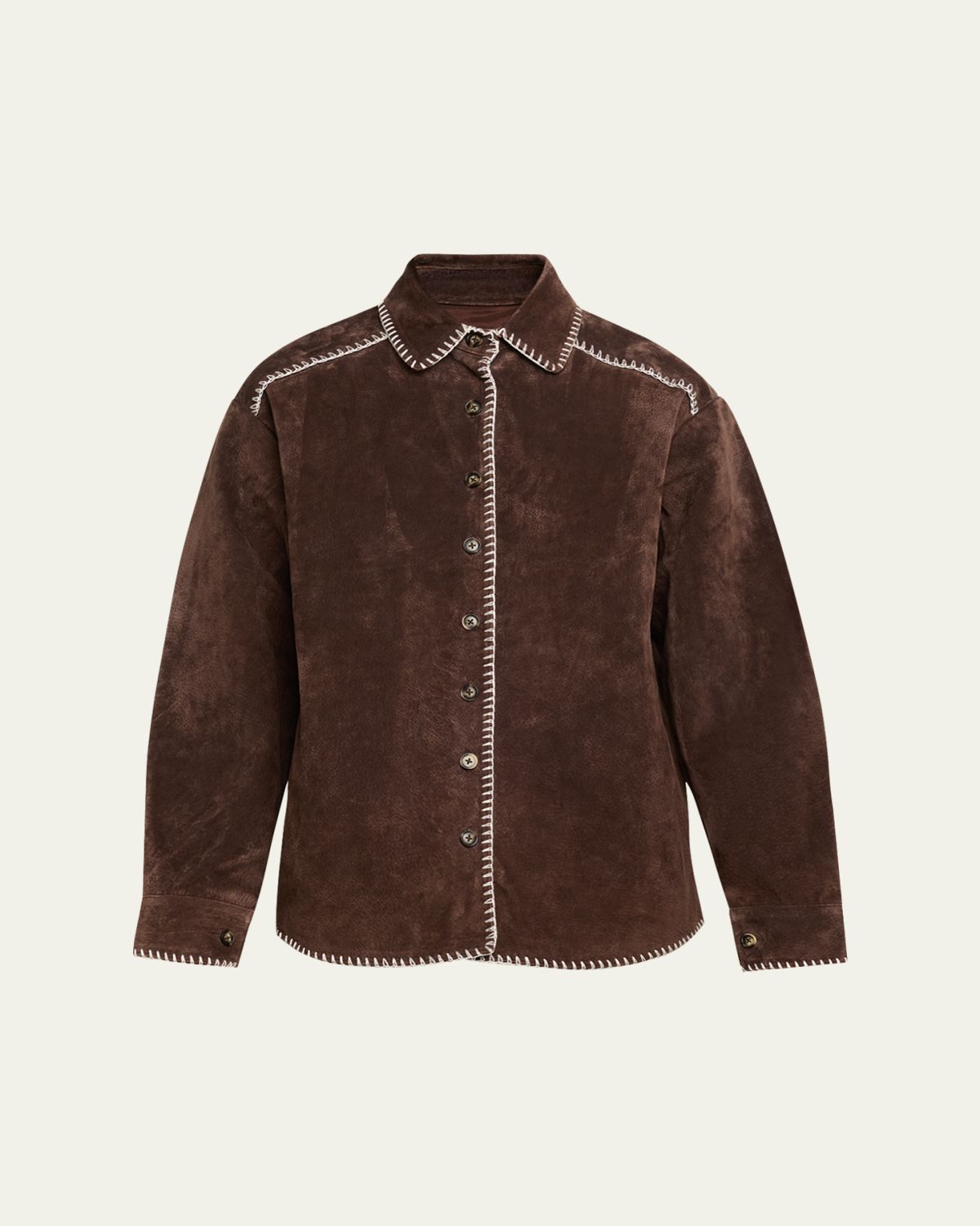 Still Here Long-Sleeve Western Suede Shirt