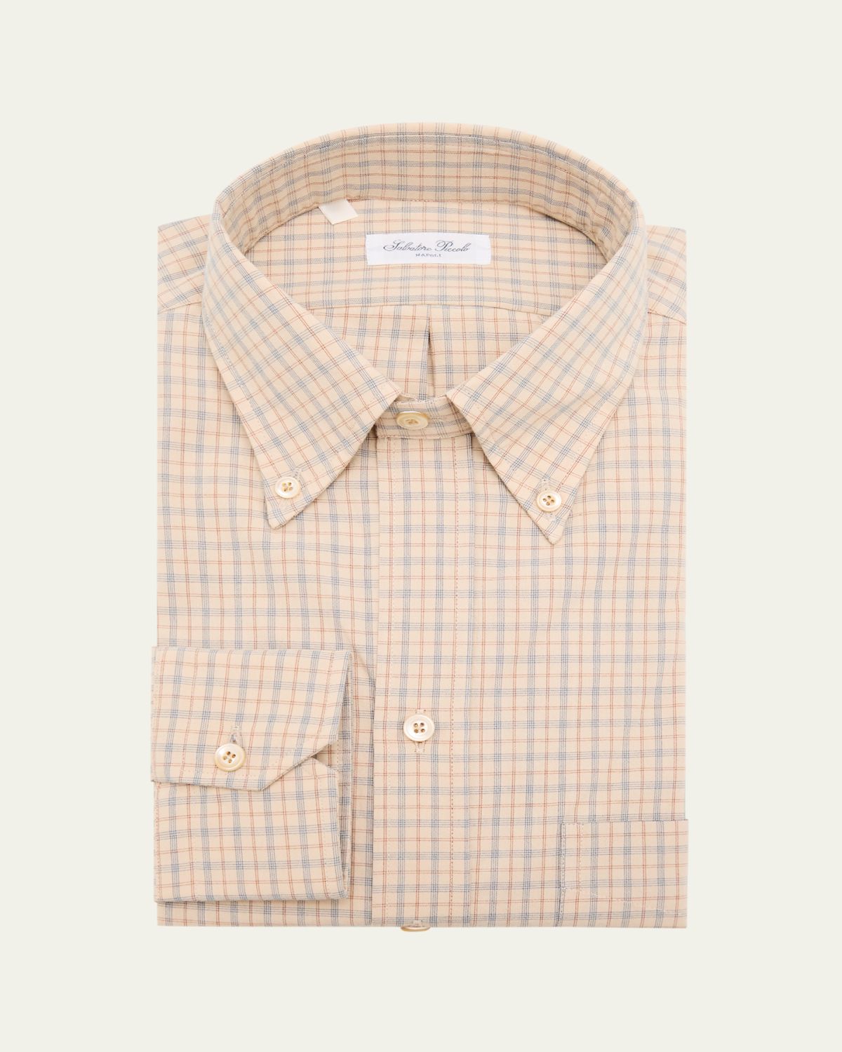 Salvatore Piccolo Men's Cotton Micro-Plaid Pocket Button-Down Shirt