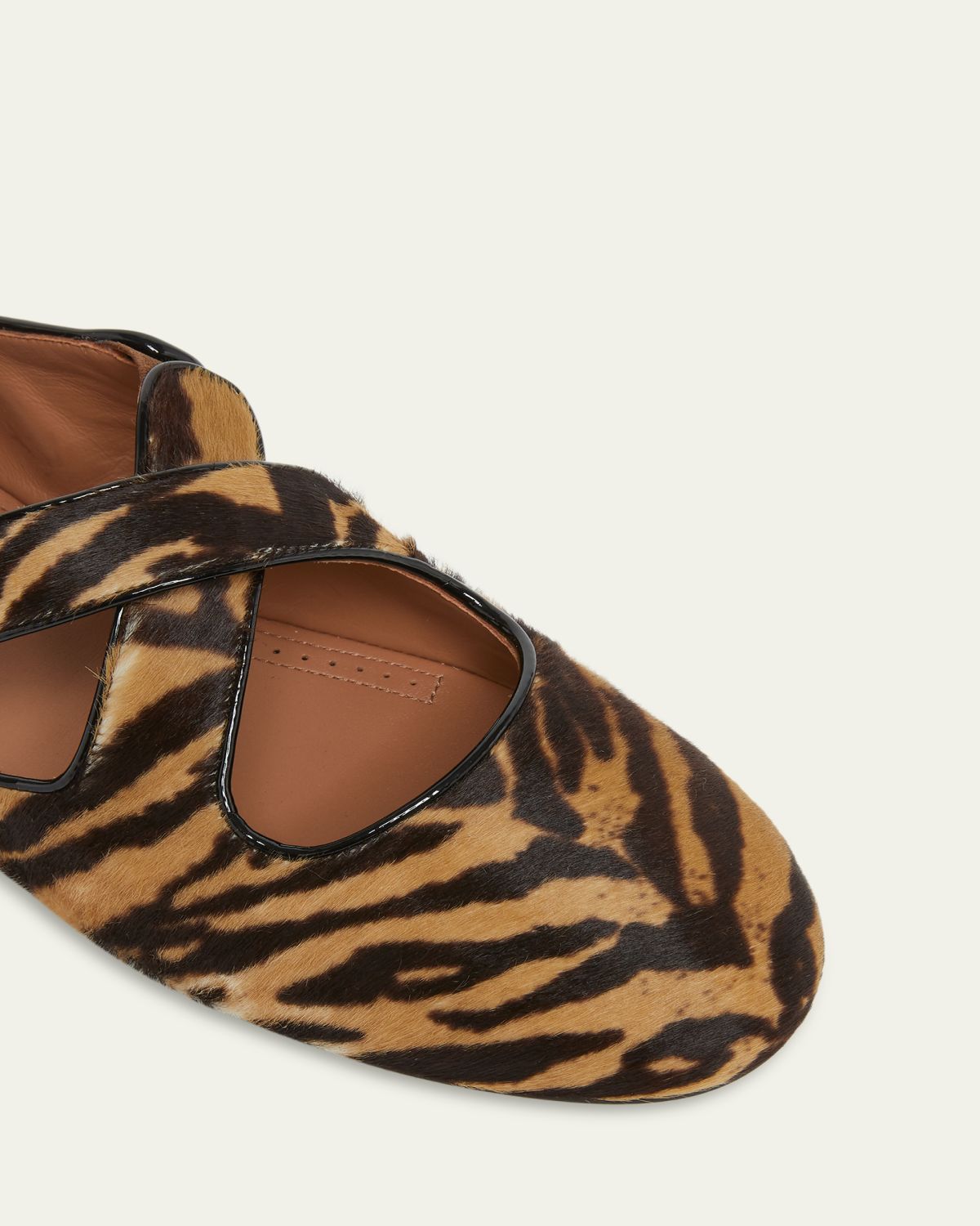 ALAIA Crisscross Tiger Calf Hair Ballerina Flats | Thumbnail 5