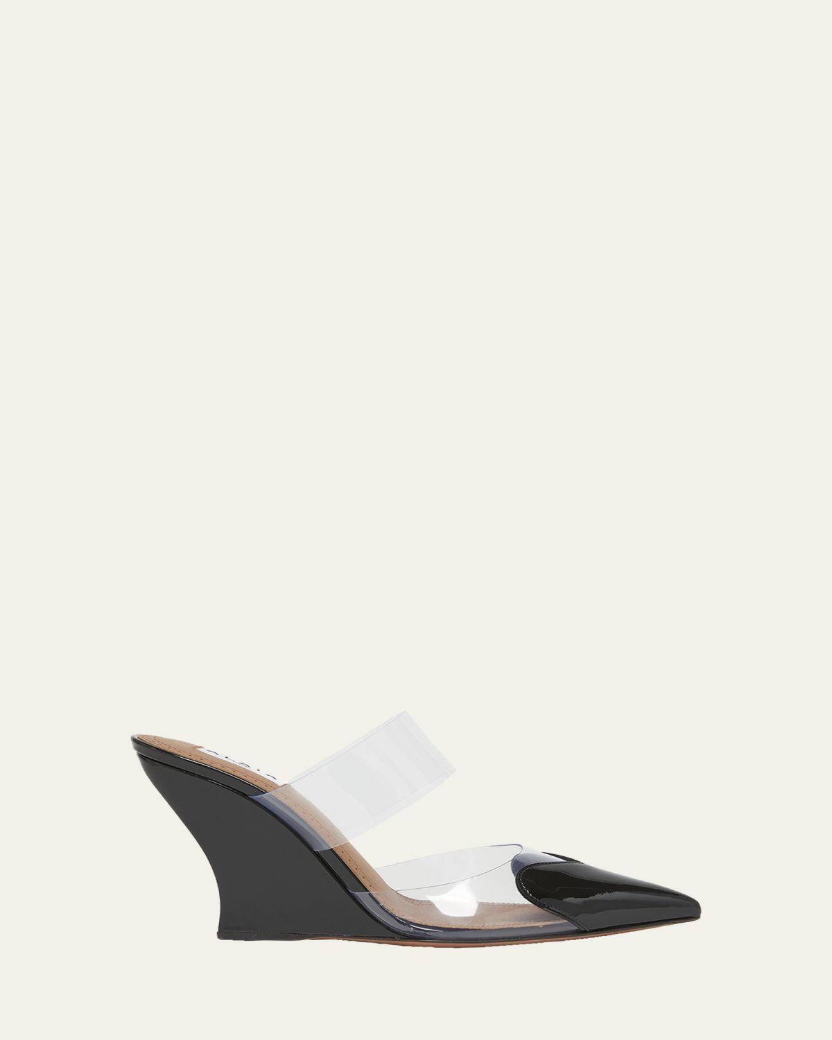 ALAIA 90mm Coeur Heart Clear Wedge Mules