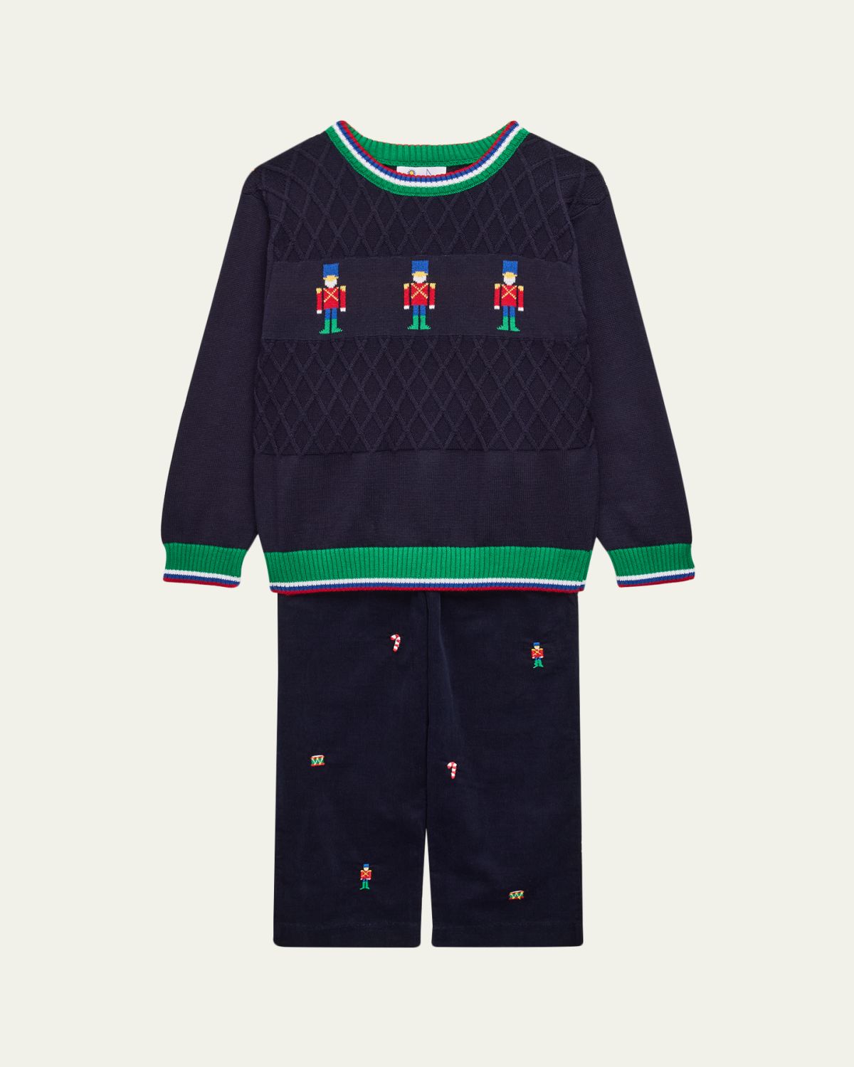 Florence Eiseman Boy's Toy Solider Jacquard Sweater & Corduroy Pants Set, Size 12M-5