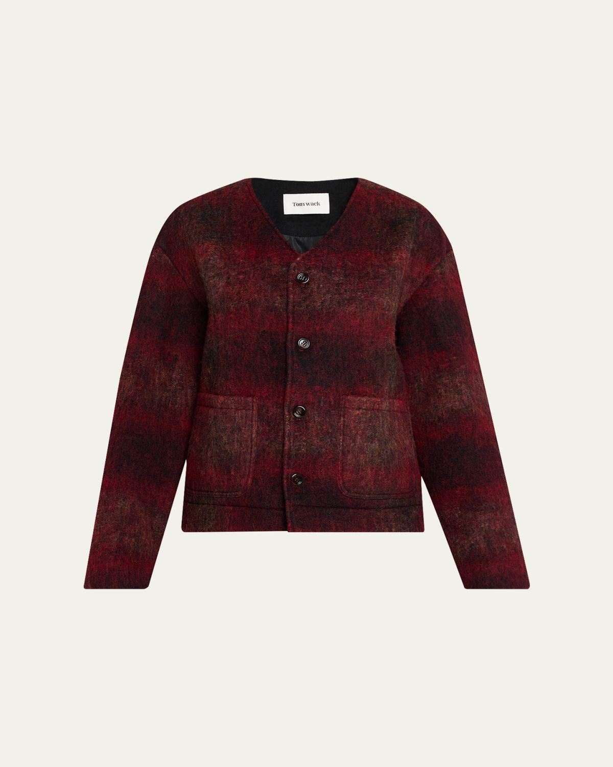 TONYWACK V-Neck Plaid Mohair Jacket