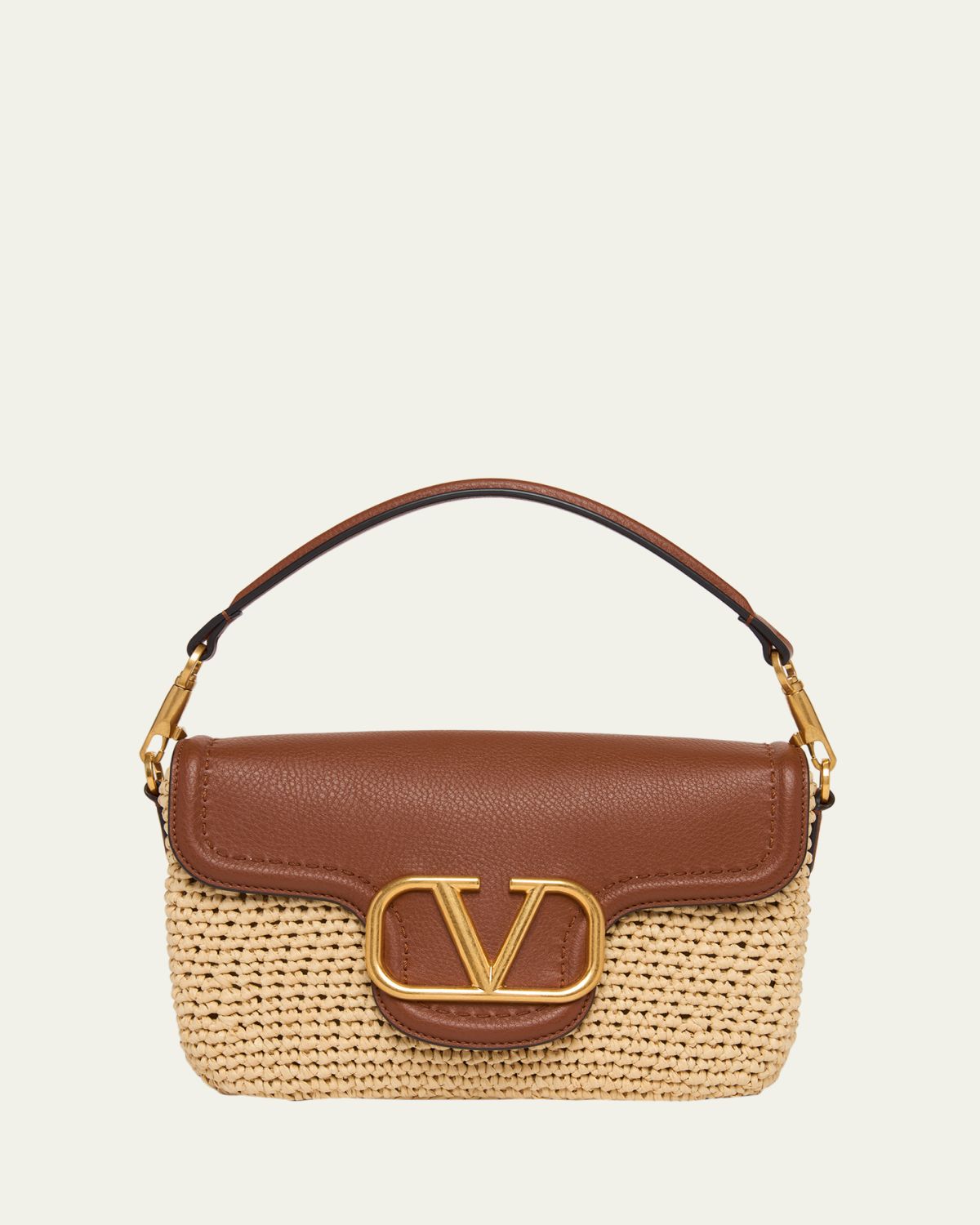 Valentino Garavani Viscose Raffia & Leather Top-Handle Bag