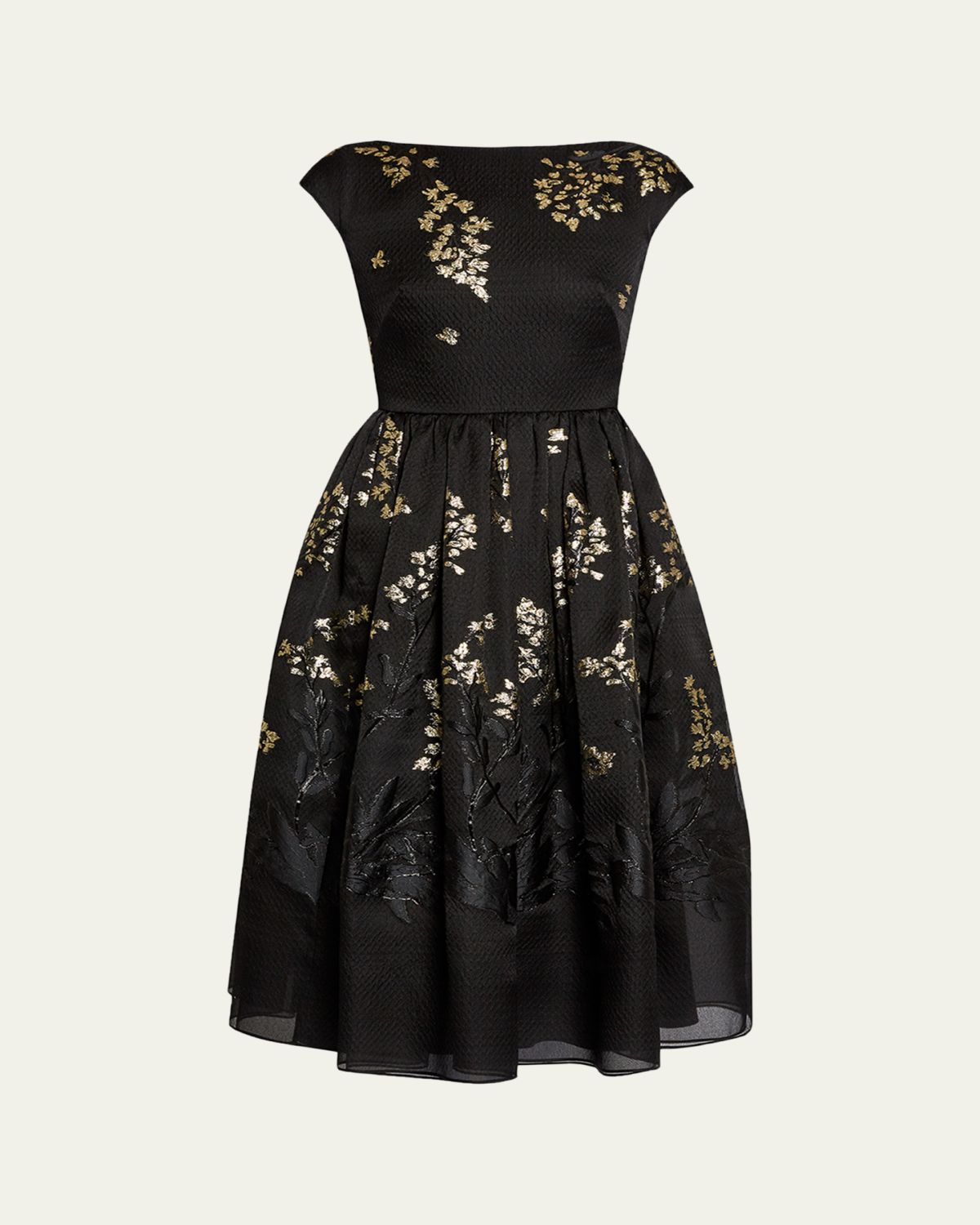 Erdem Floral Brocade Cap-Sleeve Midi Dress