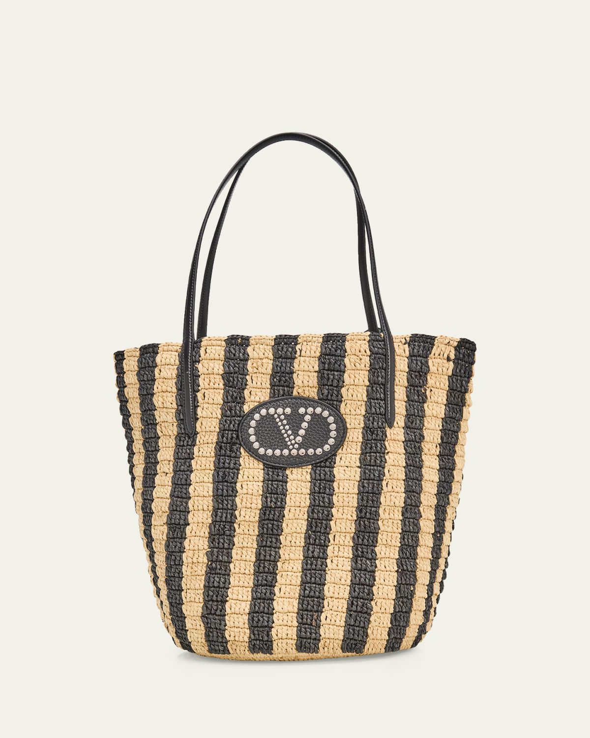 Valentino Garavani Striped Raffia Bucket Bag