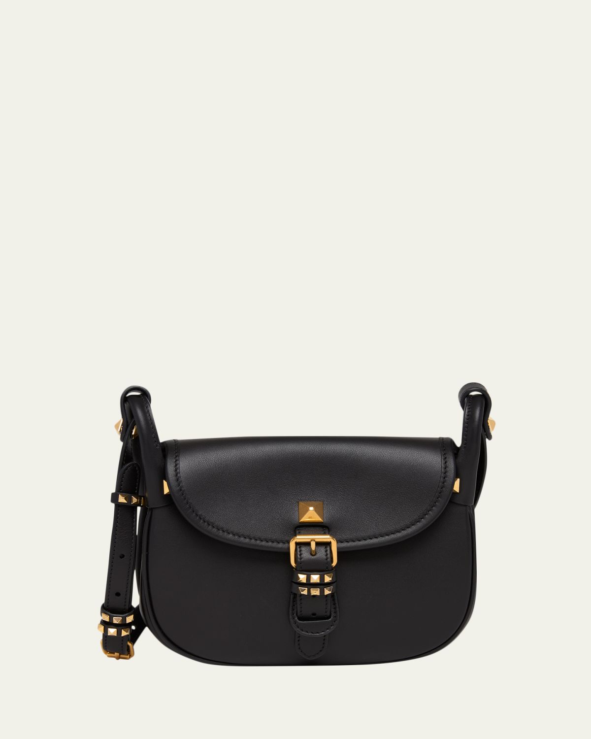 Valentino Garavani Small Rockstud Leather Saddle Crossbody Bag