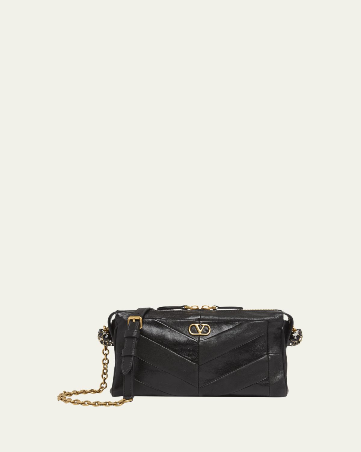 Valentino Garavani Small Chevron Patchwork Leather Shoulder Bag