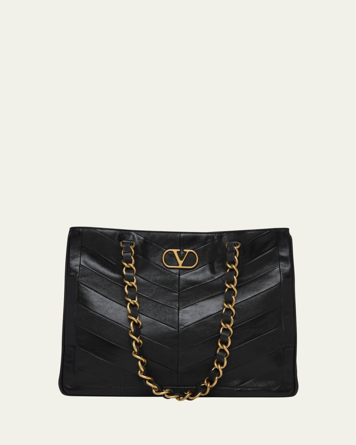 Valentino Garavani Chevron Patchwork Nappa Leather Tote Bag