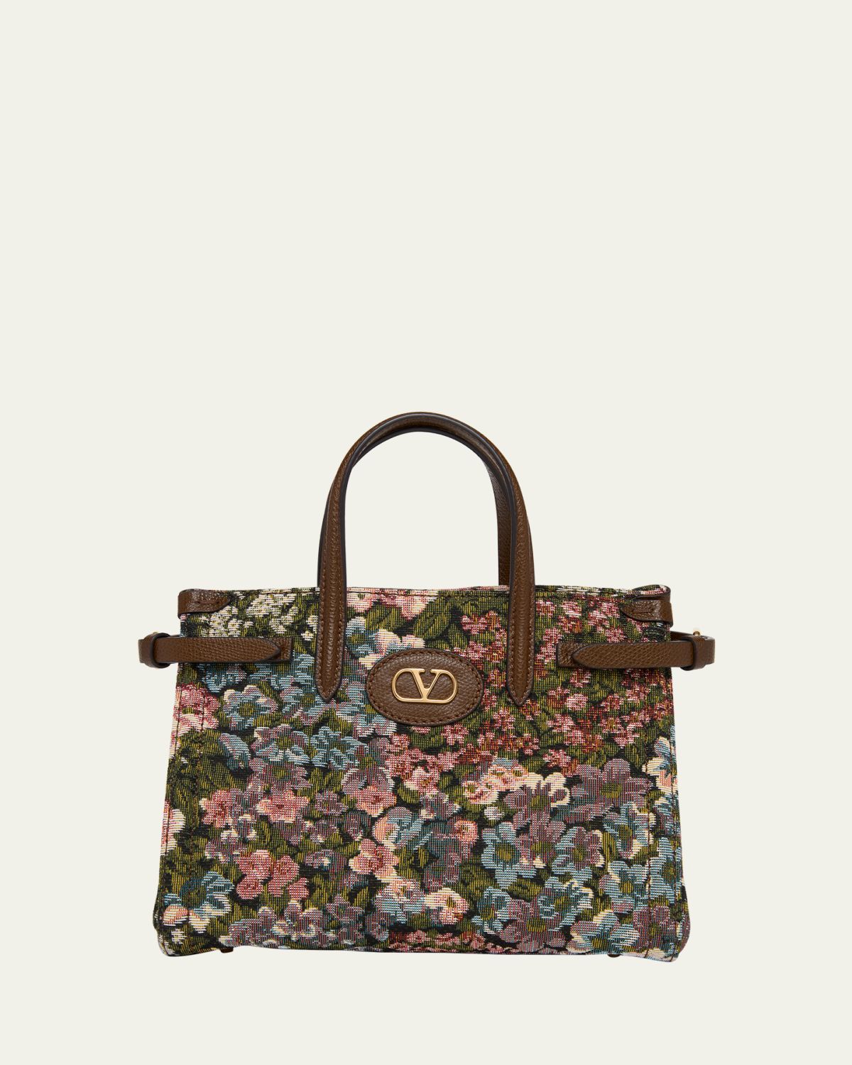 Valentino Garavani Small Woven Floral Tote Bag