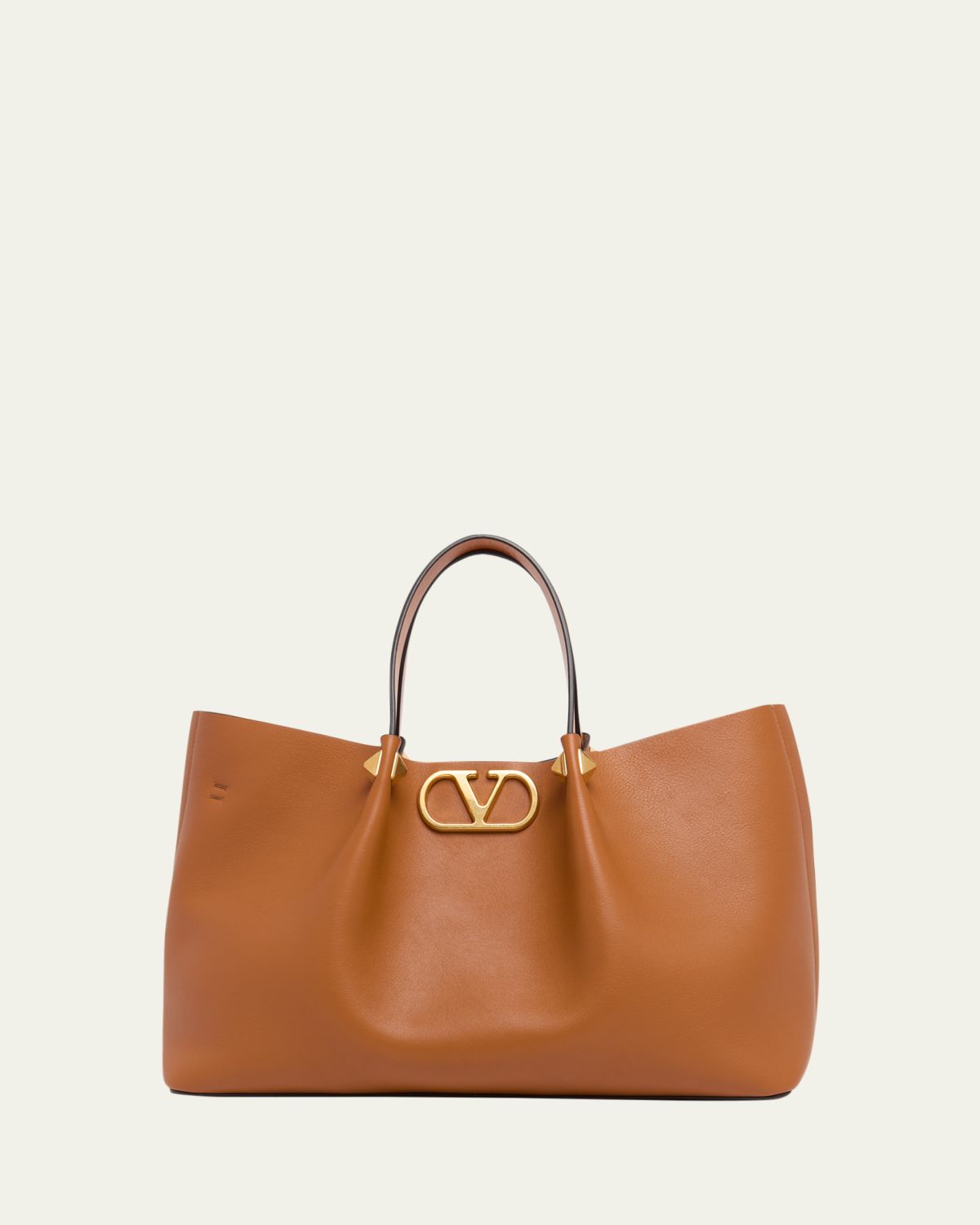 Valentino Garavani Medium Pleated Rockstud Leather Tote Bag