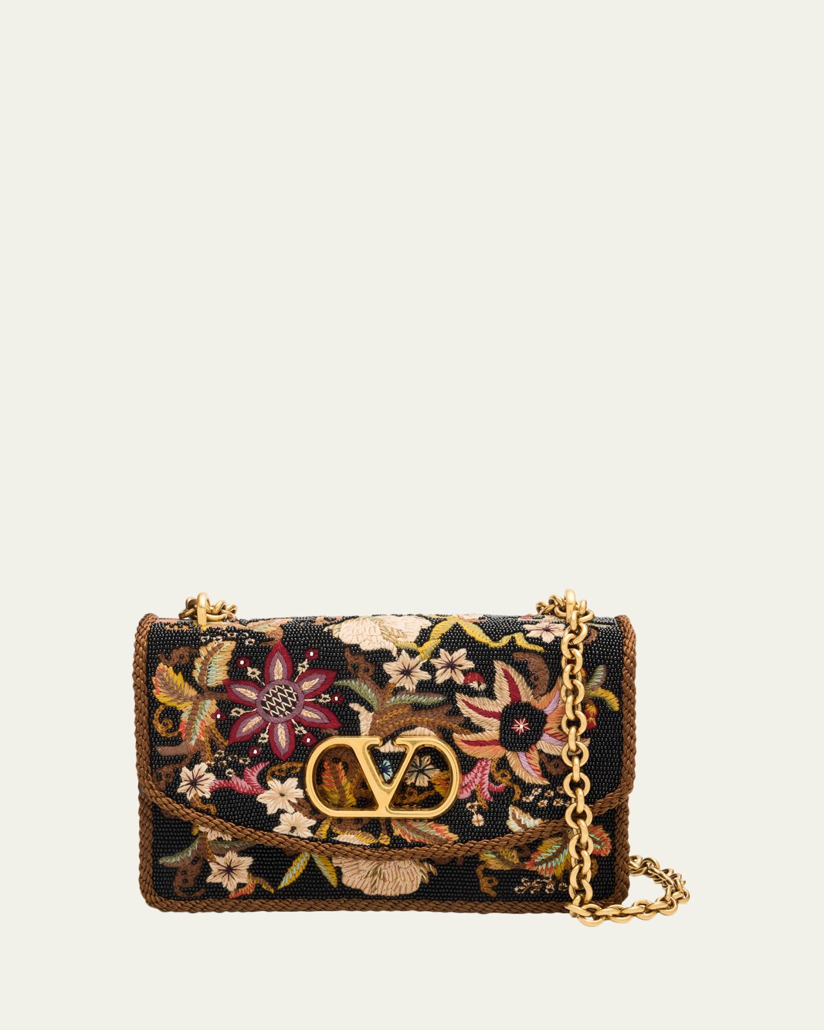 Valentino Garavani Beaded Floral-Embroidered Shoulder Strap
