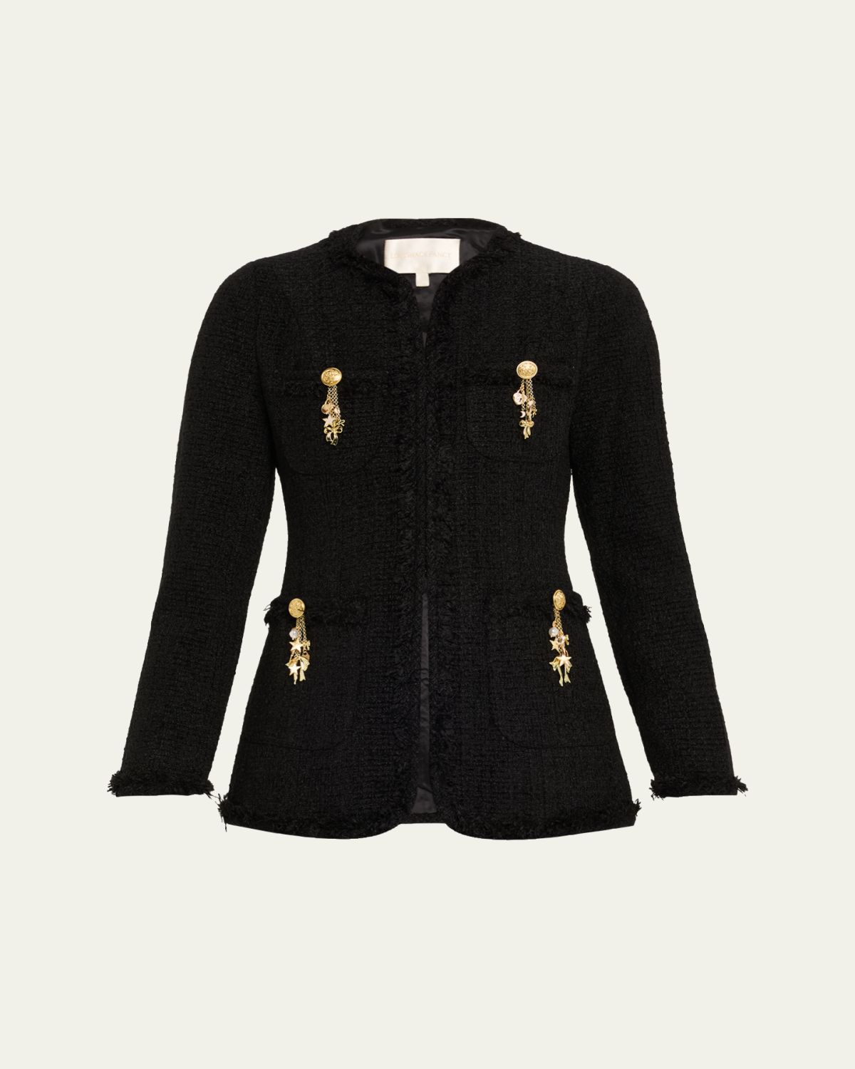 LoveShackFancy Adrina Tweed Embellished Jacket