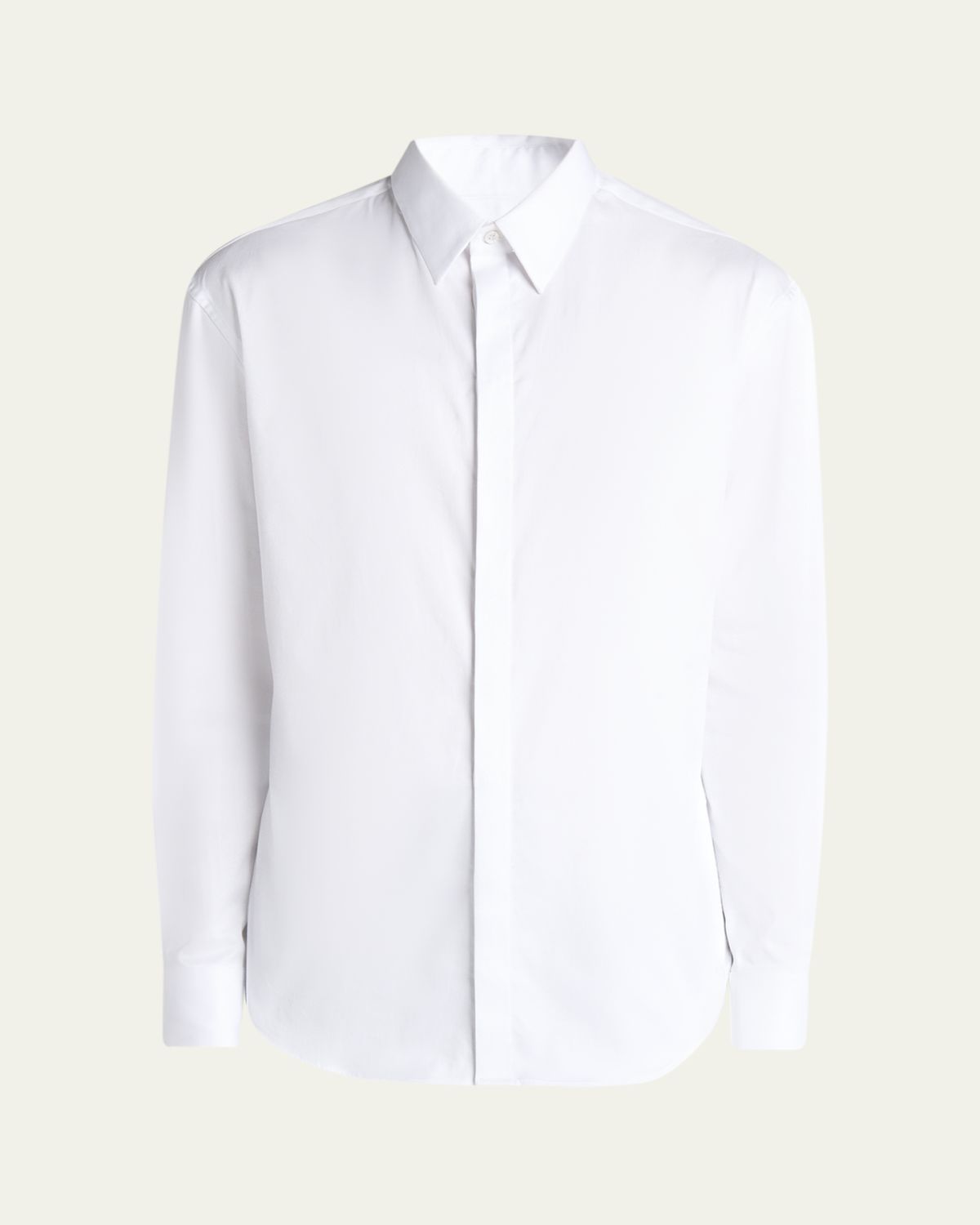 Giorgio Armani Men's Micro-Textured Point Collar Cotton-Stretch Dress Shirt