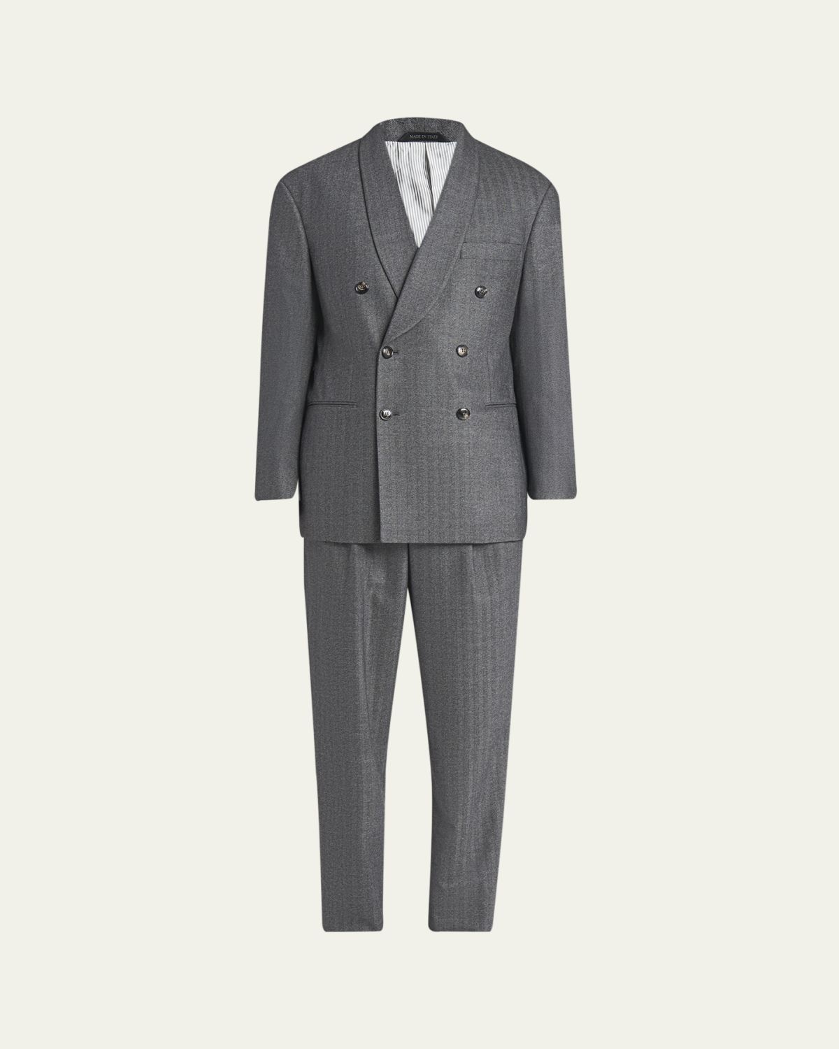Giorgio Armani Men's Heritage Line Chevron Wool and Cashmere Double-Breasted Suit