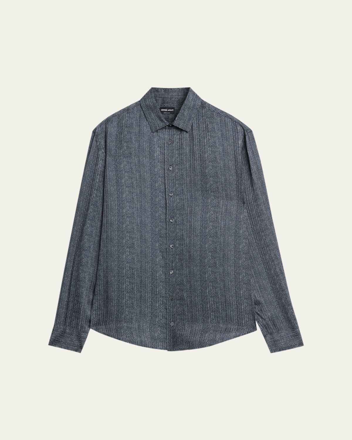 Giorgio Armani Men 's Stripe-Print Viscose and Silk Button-Down Shirt