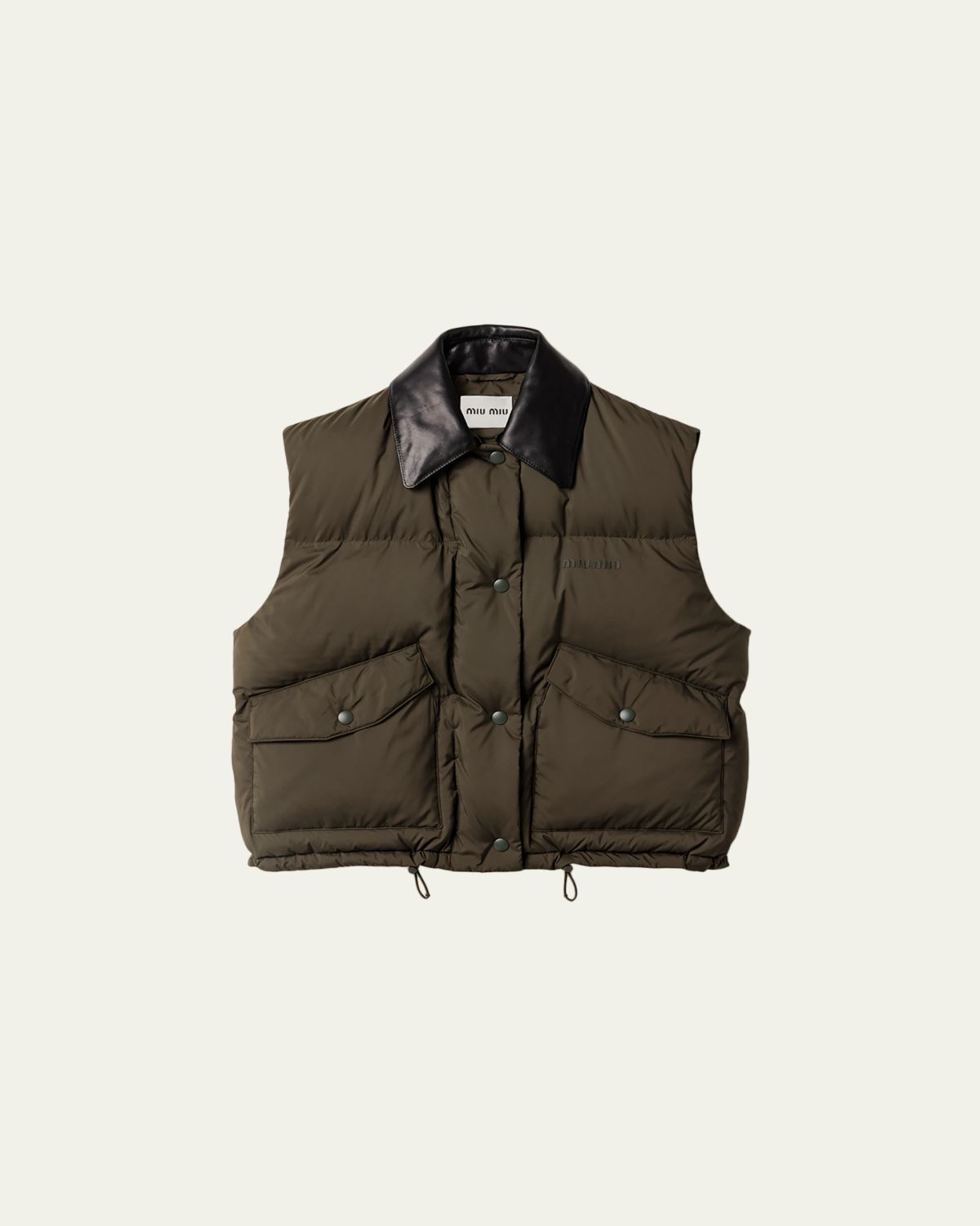 Miu Miu Leather Collar Oversized Puffer Vest