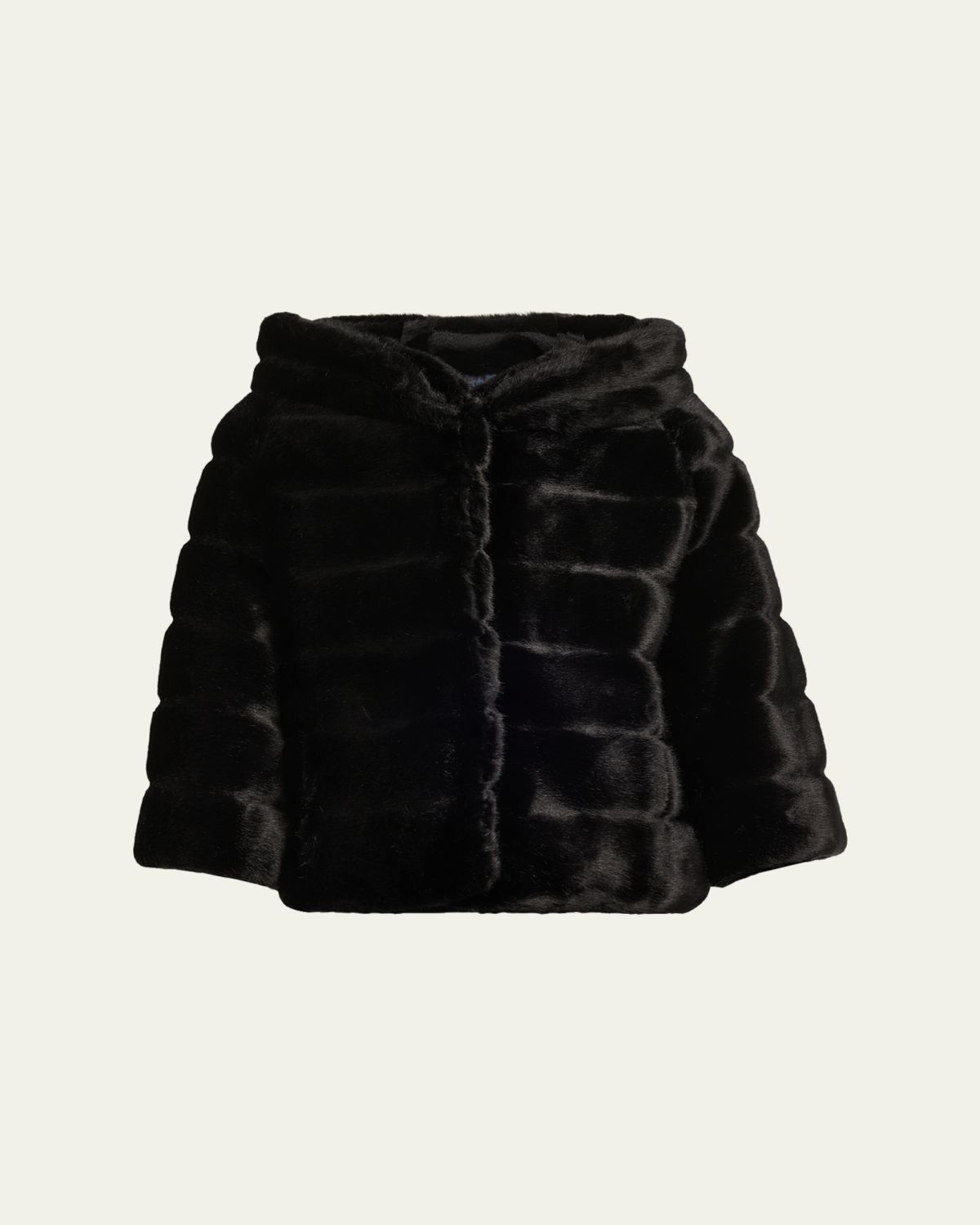 FAZ Short Striped Faux-Fur Swing Jacket