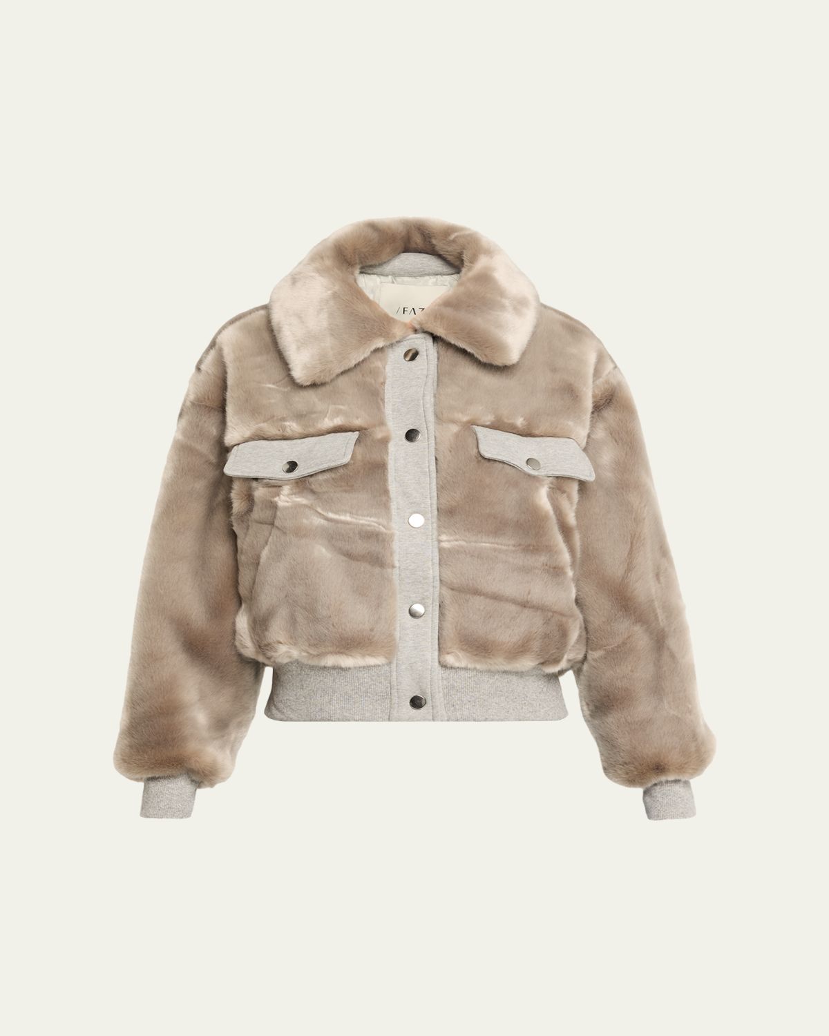 FAZ Short Faux-Fur Bomber Jacket