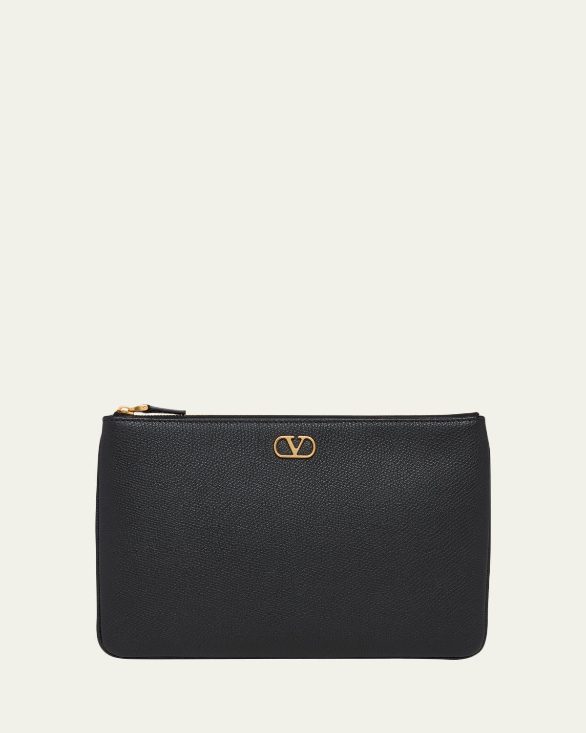 Valentino Garavani Medium Grain Leather Flat Pouch Bag