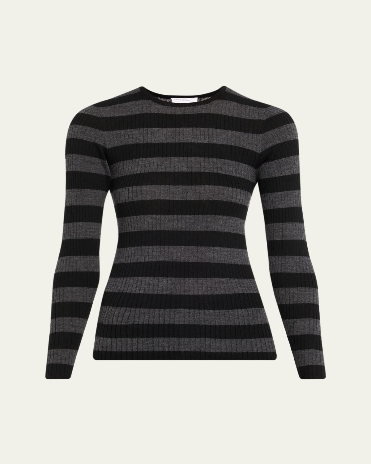 Majestic Filatures Merino Superfine Striped Rib Knit Sweater