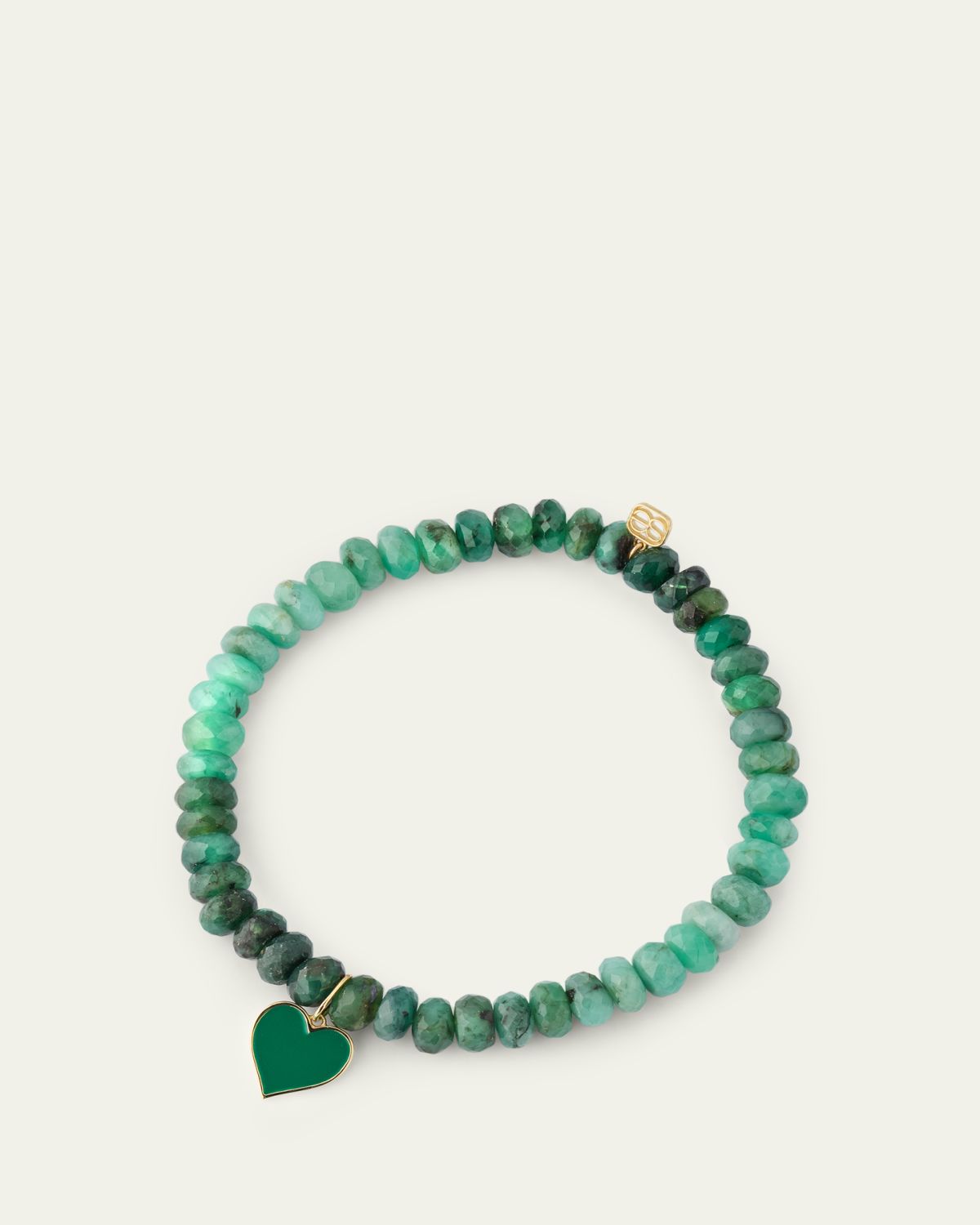 Sydney Evan 14K Green Enamel Heart on Rondelle Bracelet