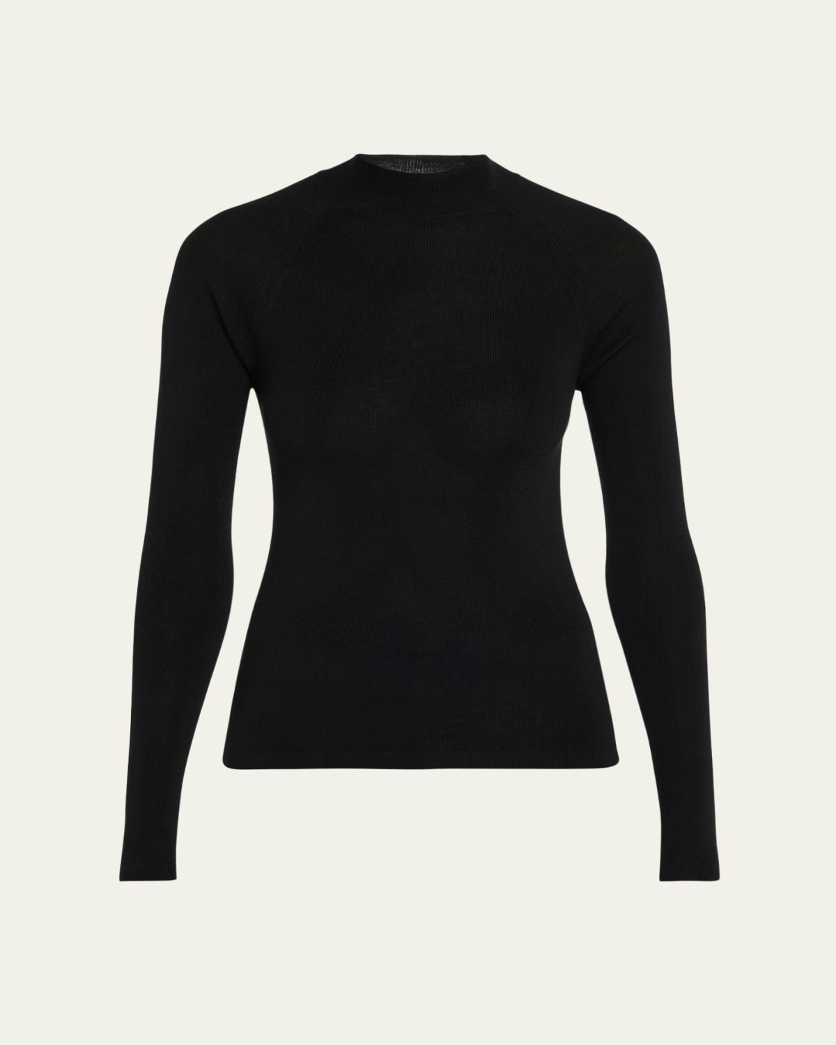 Majestic Filatures Mock-Neck Merino Silk Micro Rib Knit T-Shirt