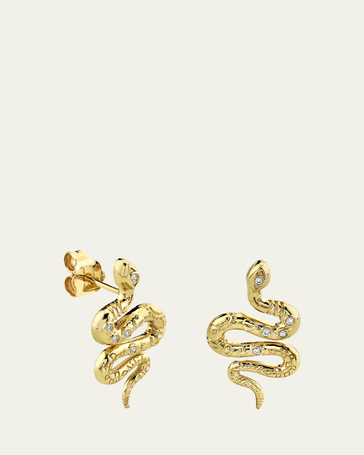 Sydney Evan 14K Yellow Gold Diamond Snake Stud Earring, Single