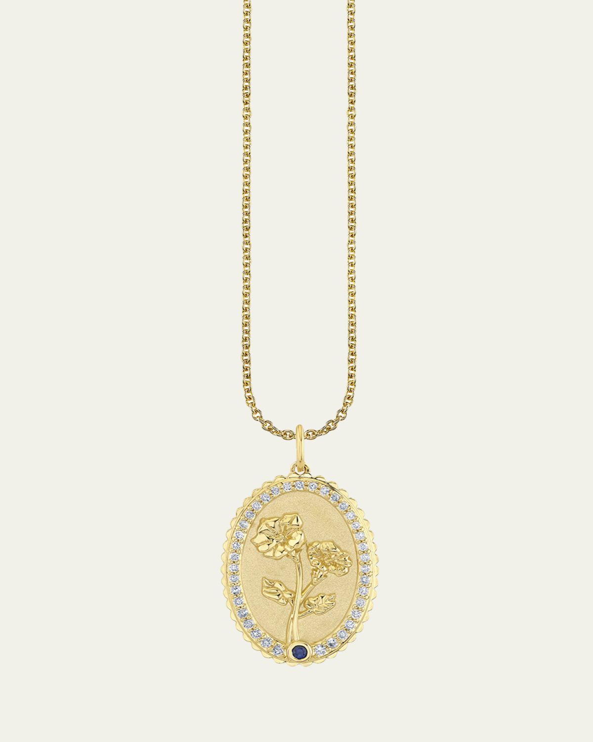 Sydney Evan 14K Gold Diamond Birth Flower Charm Necklace, September