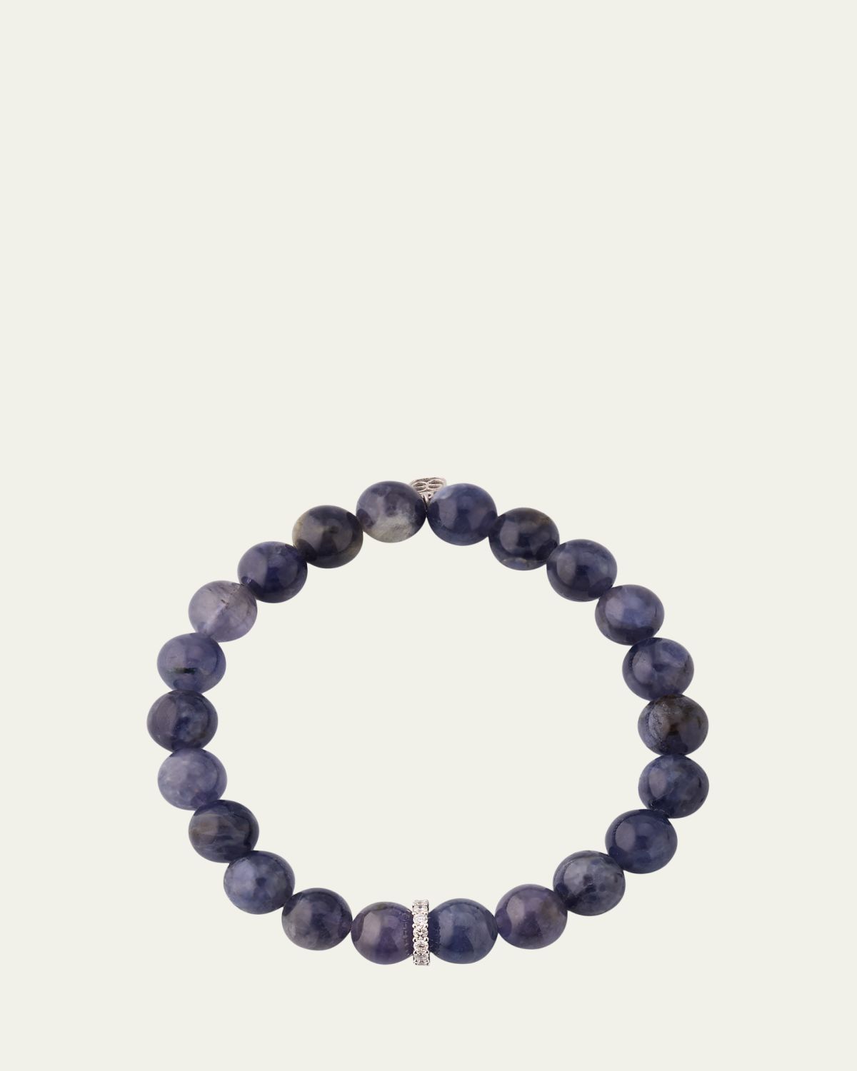 Sydney Evan 14K White Gold Diamond Rondelle on Iolite Stretch Bracelet
