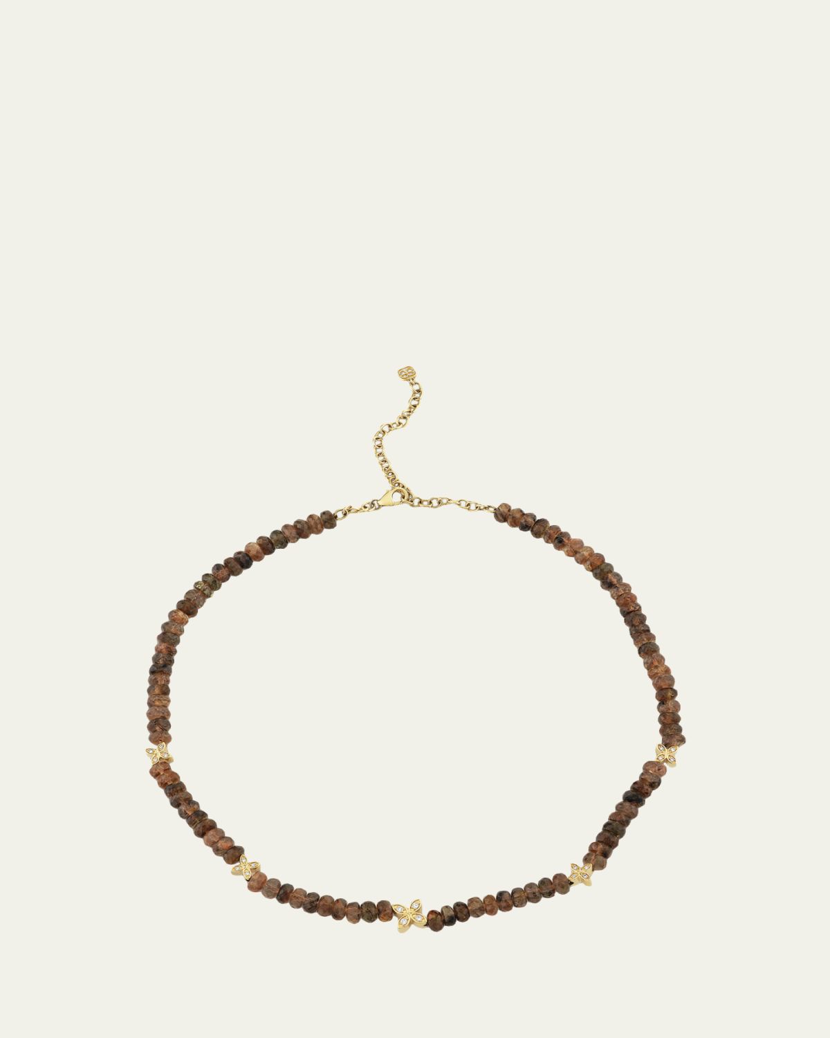 Sydney Evan 14K Diamond Marquise Flowers on 6mm Rondelle Necklace