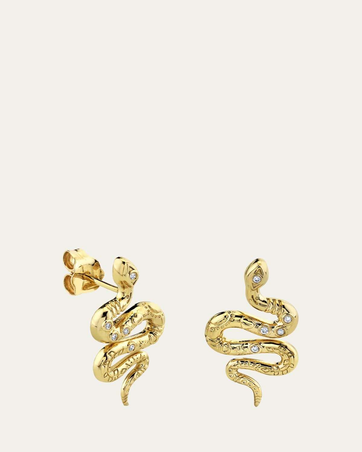 Sydney Evan 14K Yellow Gold Diamond Snake Stud Earring, Single